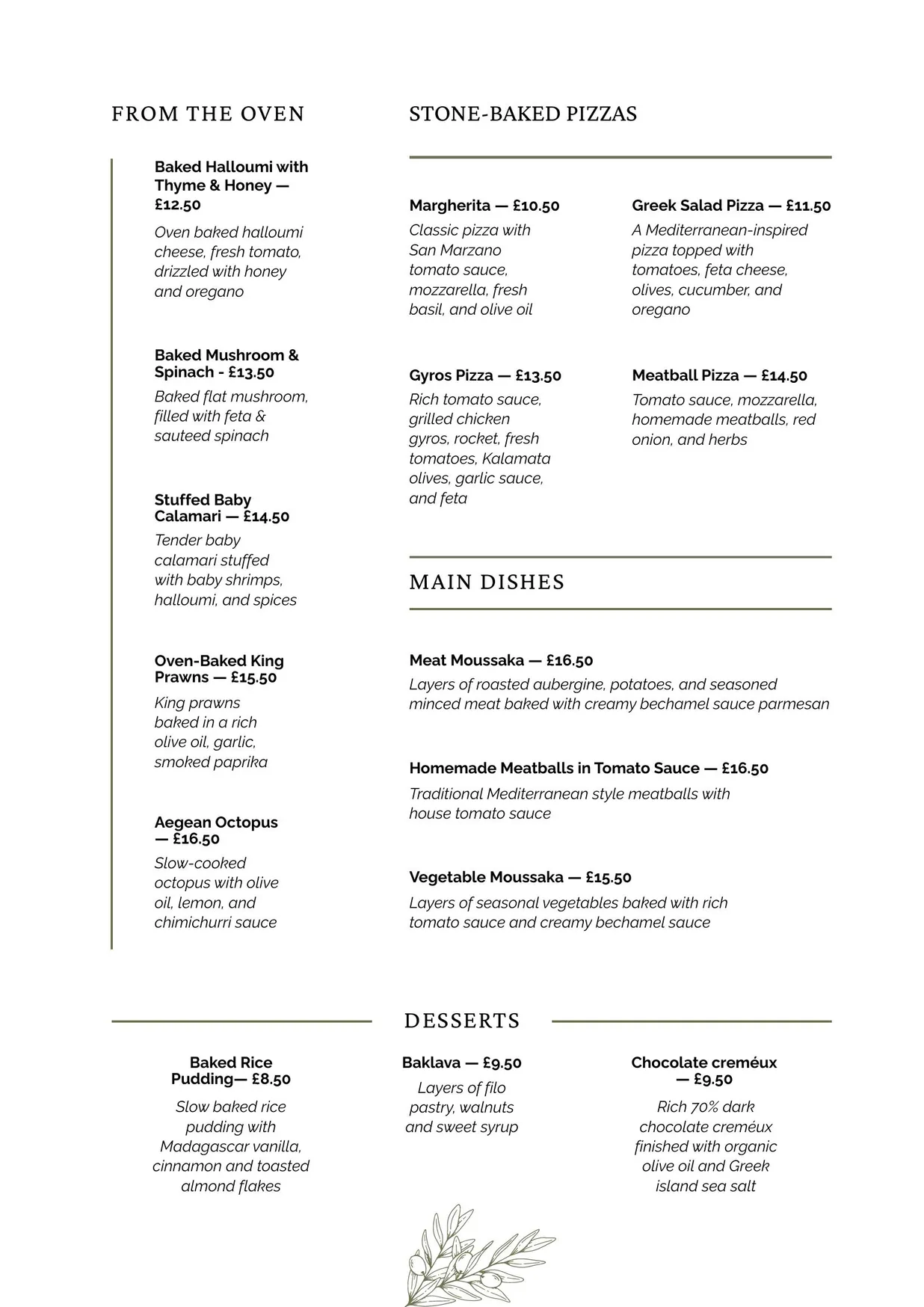 Elia menu, page 2