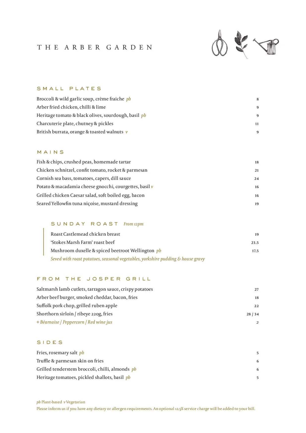The Arber Garden menu, page 5
