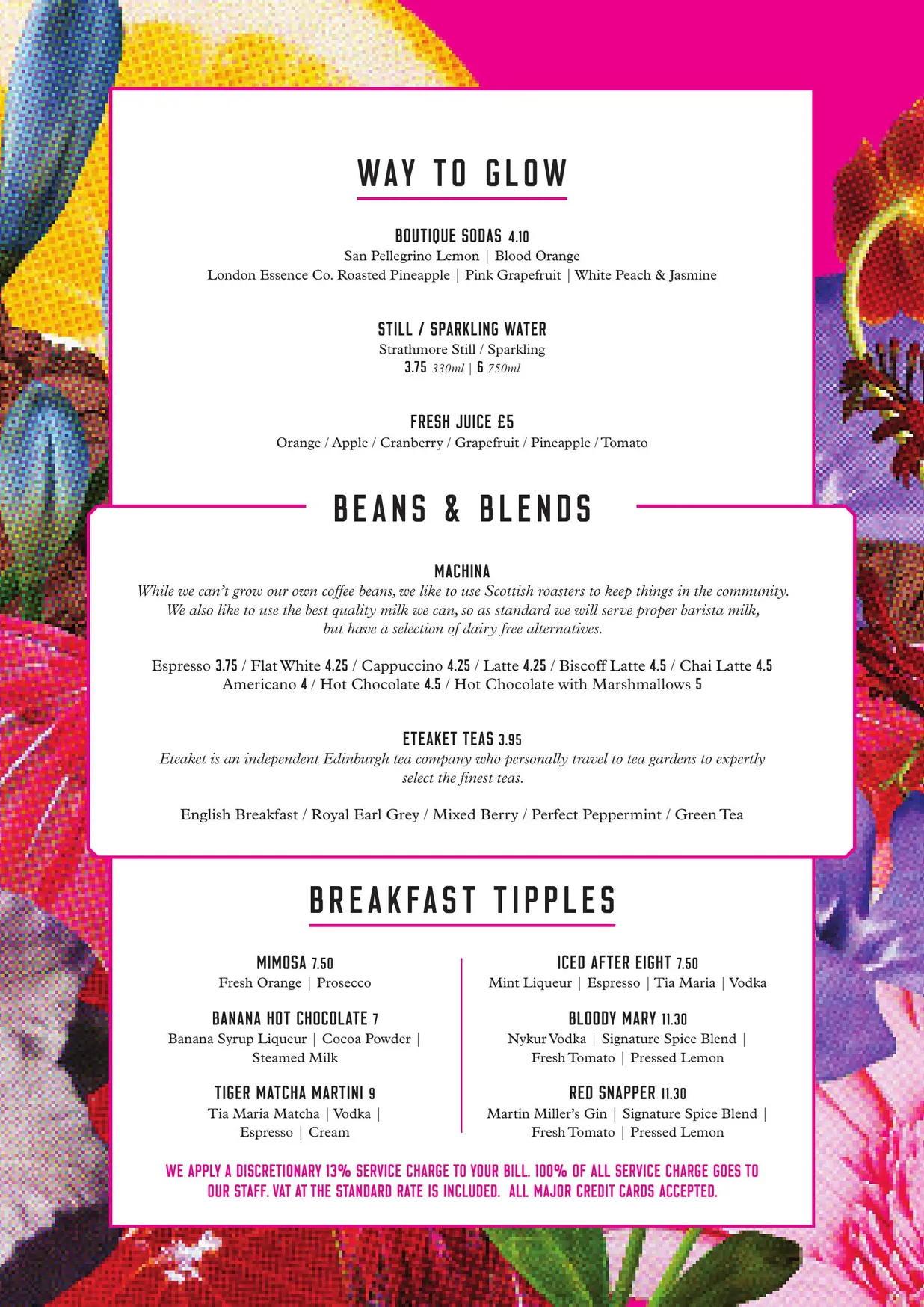 Tigerlily menu, page 2
