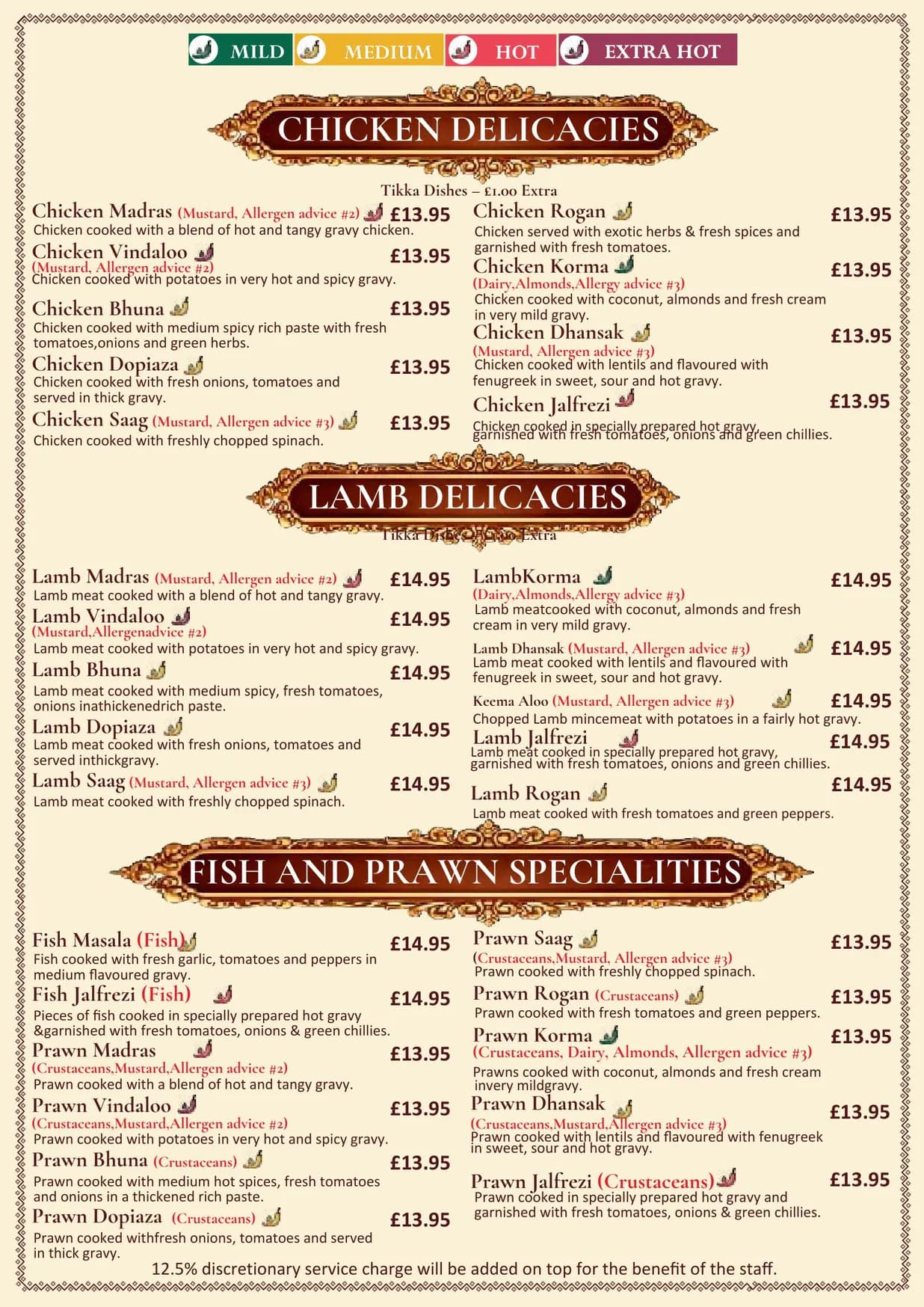 The Mughals menu, page 5