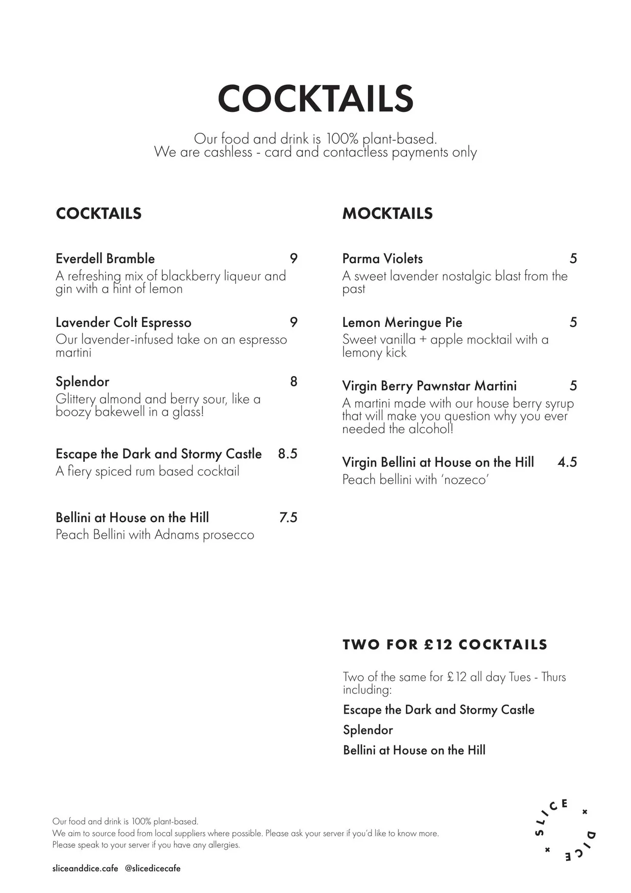 Slice + Dice menu, page 6