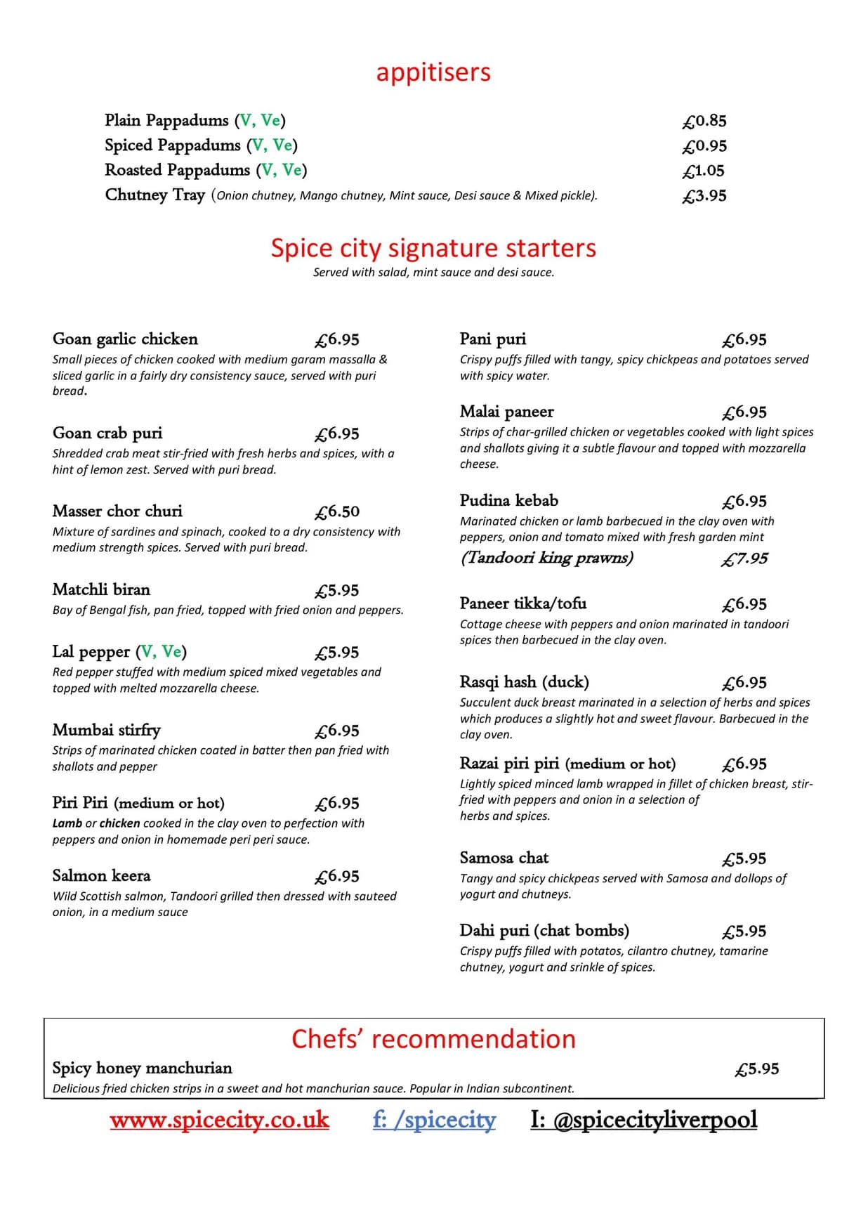 Spice City menu, page 12
