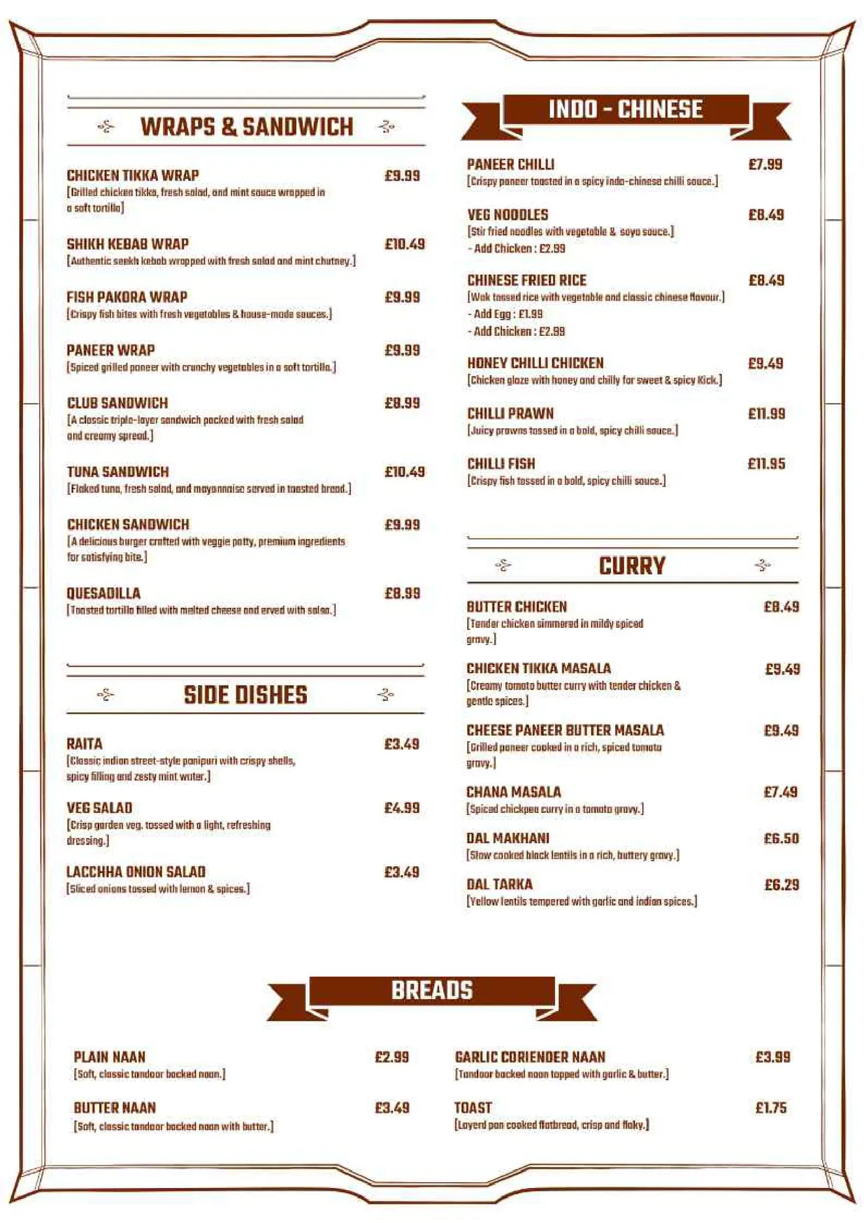 Bug and Barrell menu, page 3
