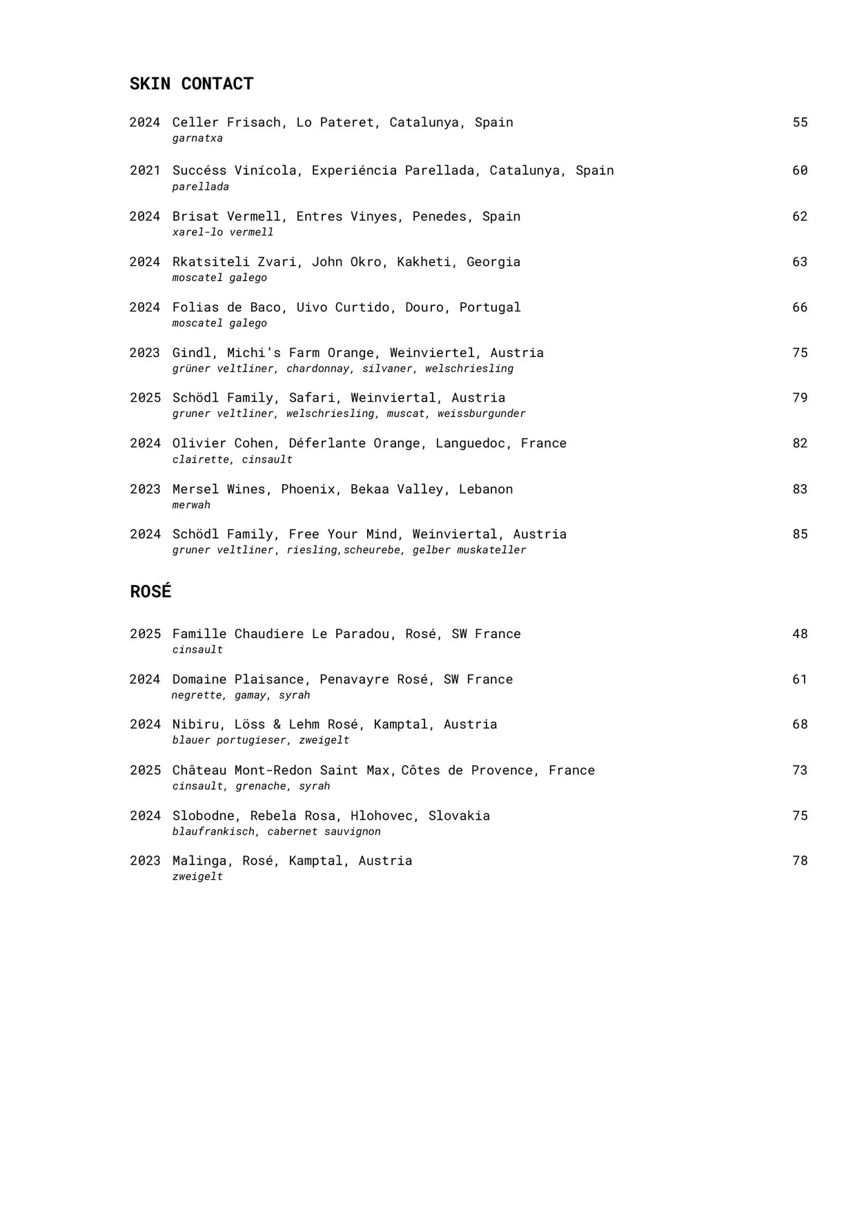 Bar Crispin menu, page 6