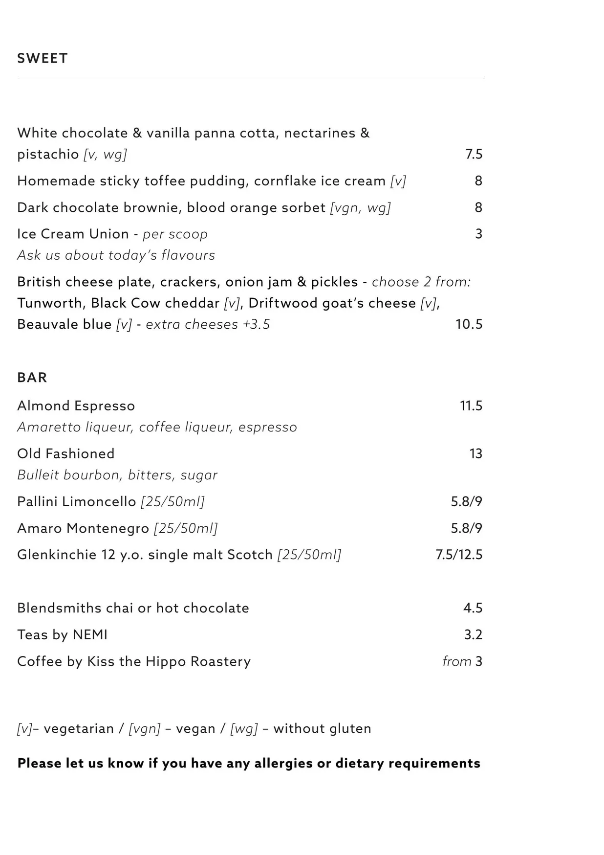 Elgin menu, page 3