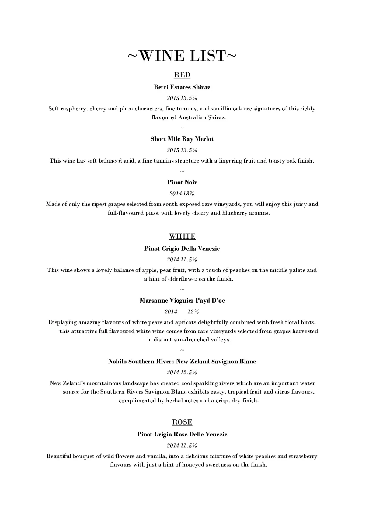 Time & Beef menu, page 1