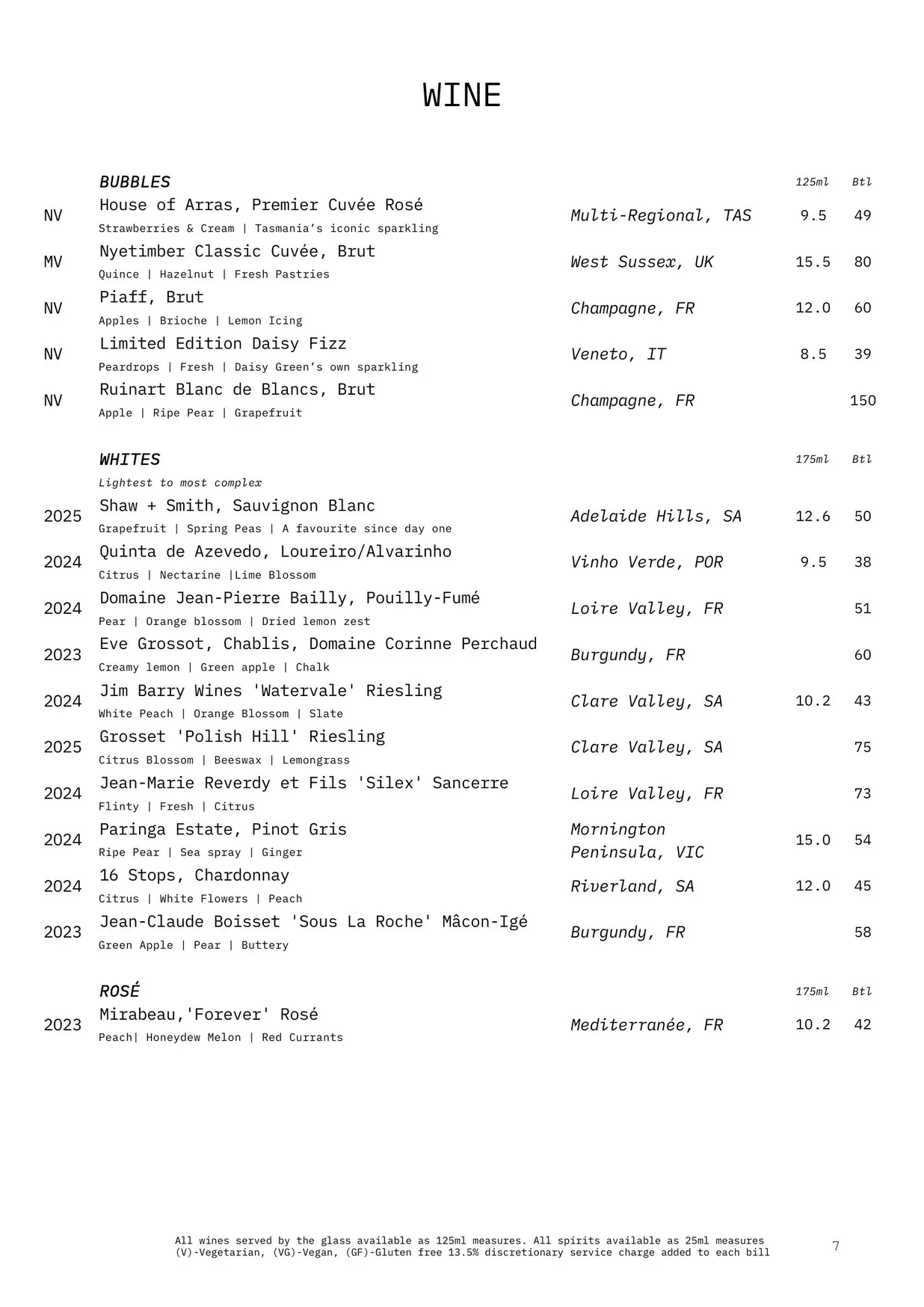 Glamarama Green menu, page 9