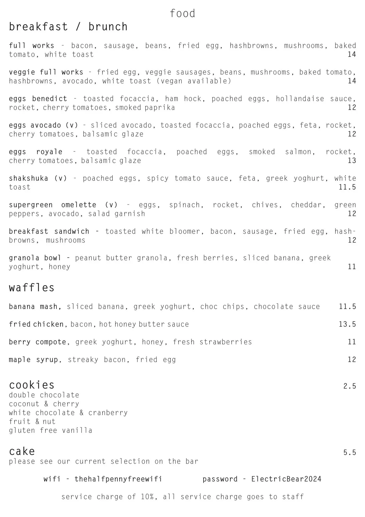 The Halfpenny menu, page 3