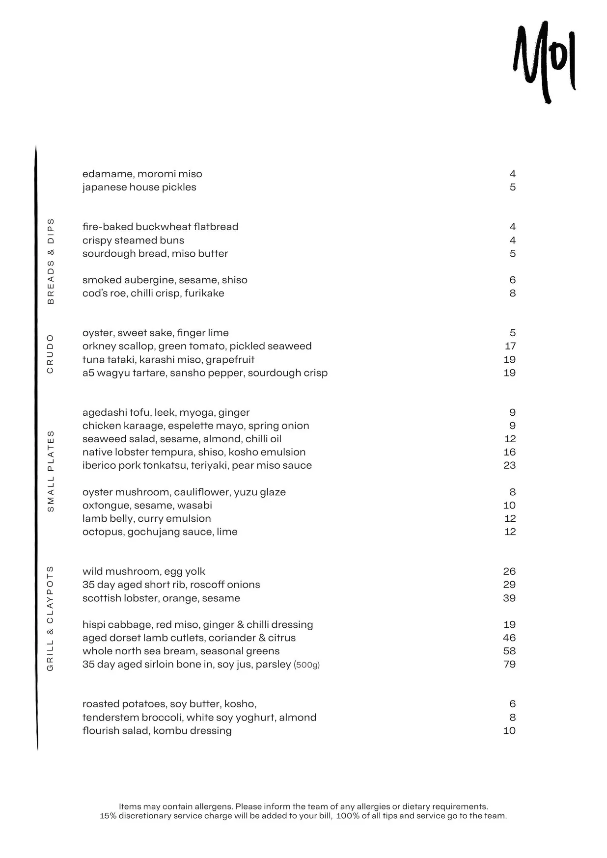 Moi menu, page 1
