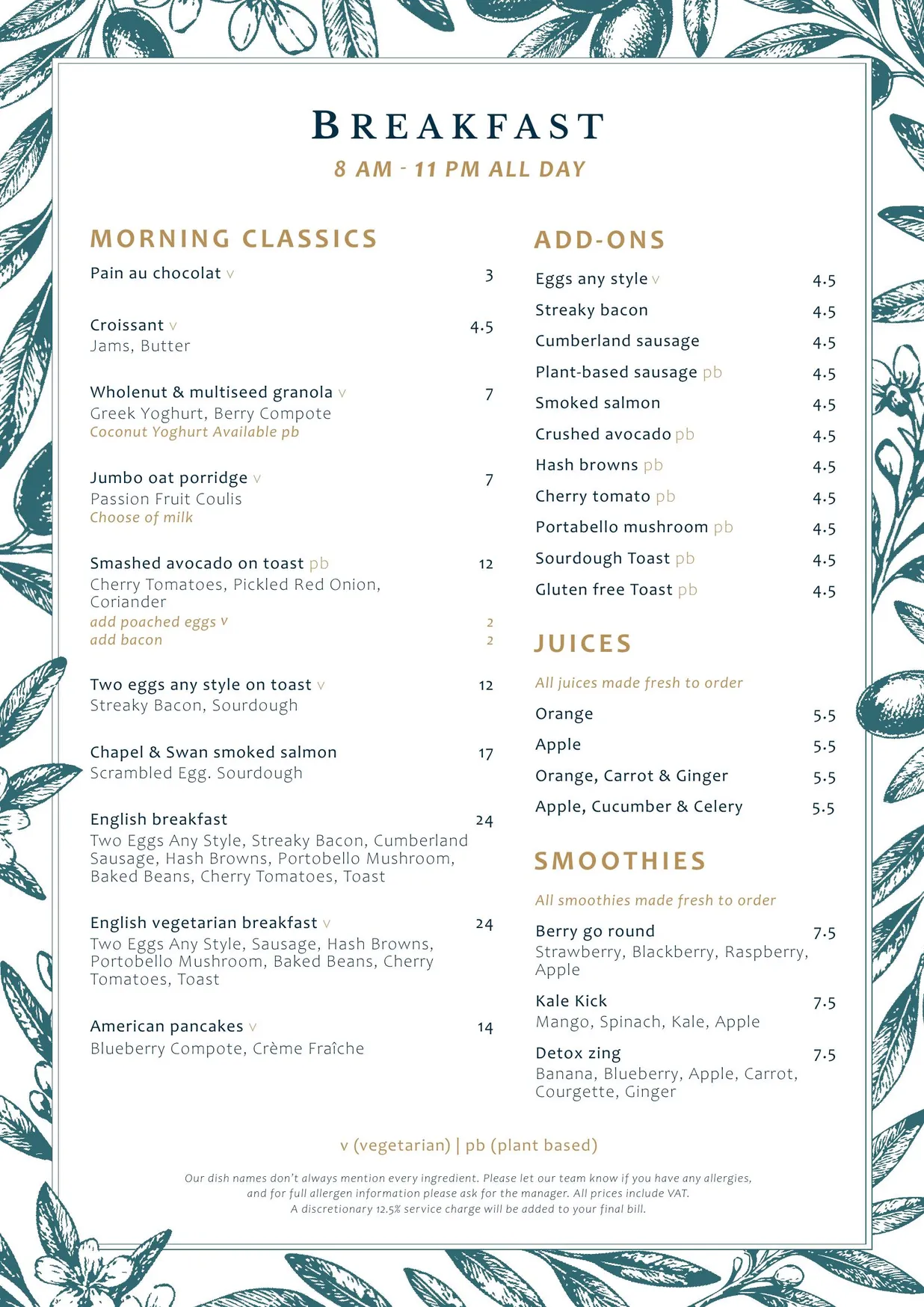 Burdock menu, page 2