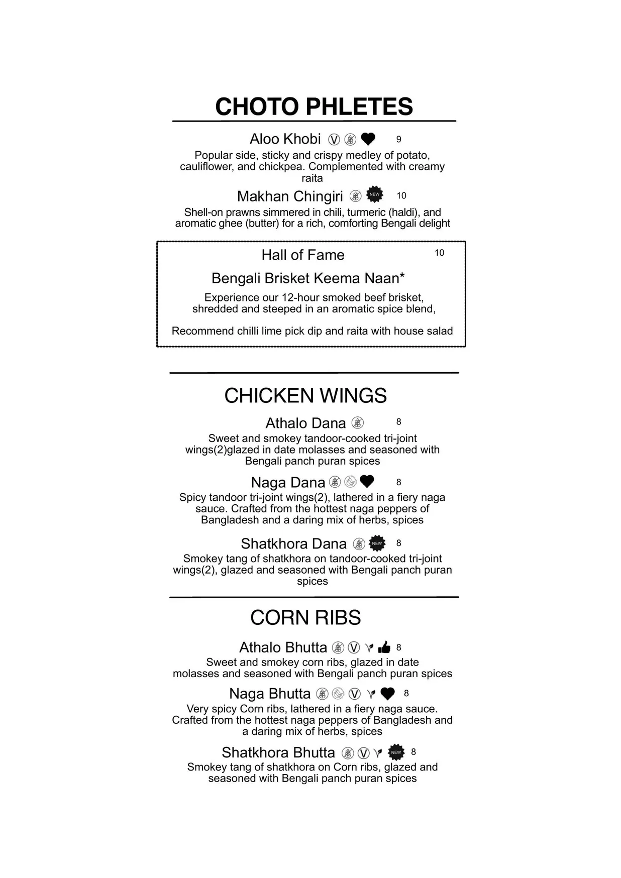 Dhoompan menu, page 3