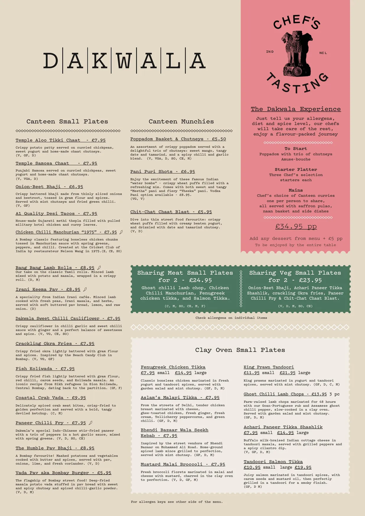 Dakwala Bombay Canteen menu, page 1