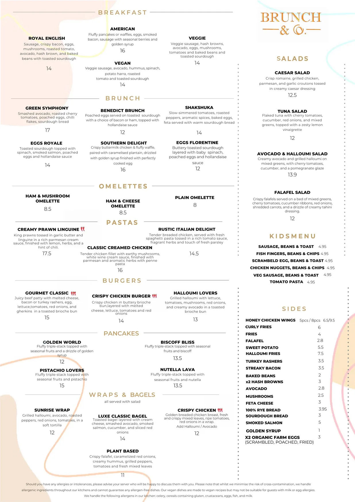 Brunch & Co menu, page 1
