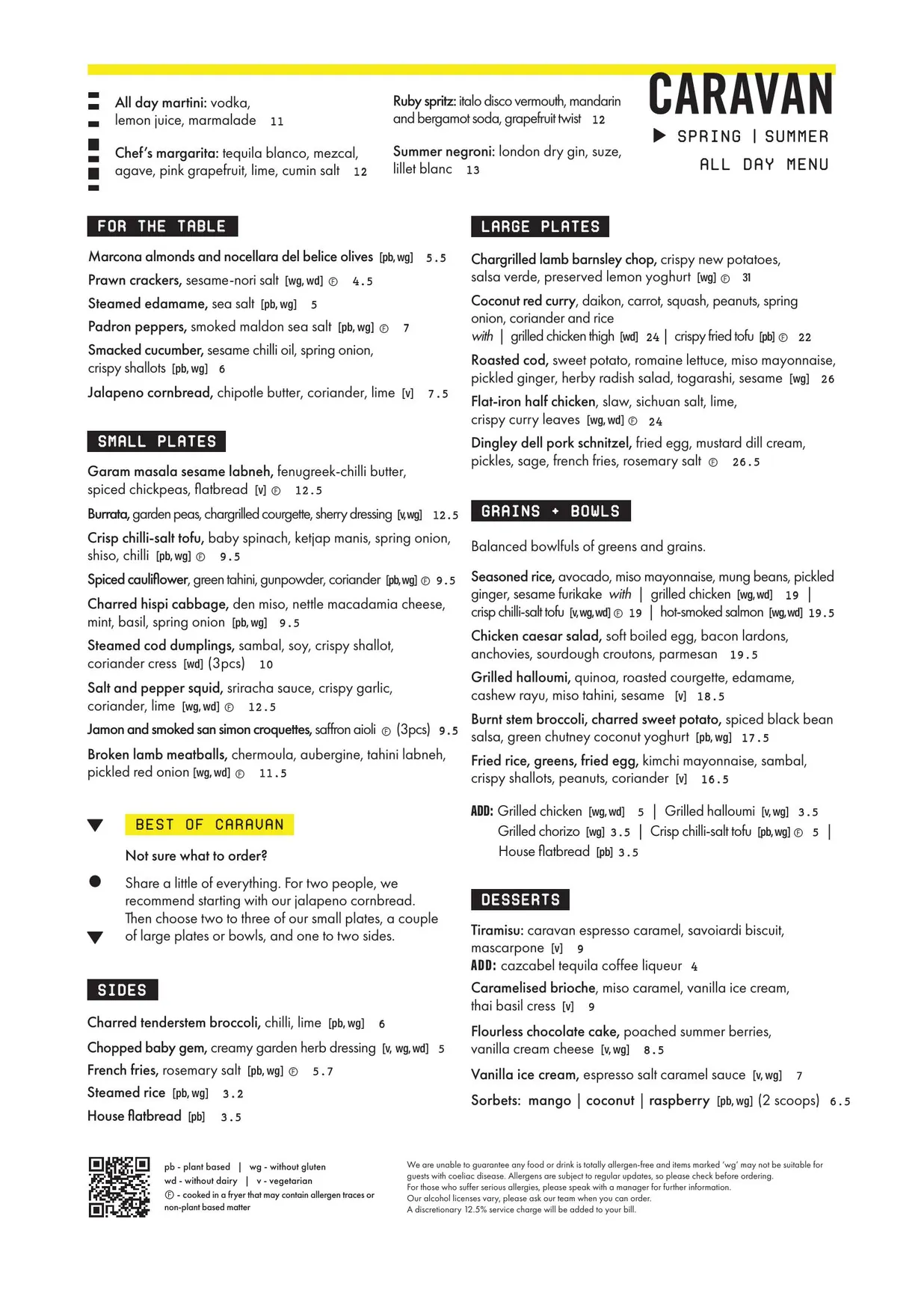 Caravan Exmouth Market menu, page 3