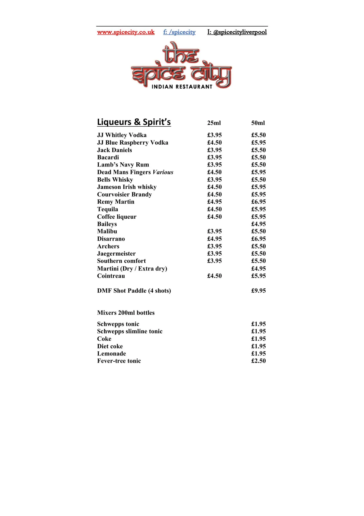 Spice City menu, page 6