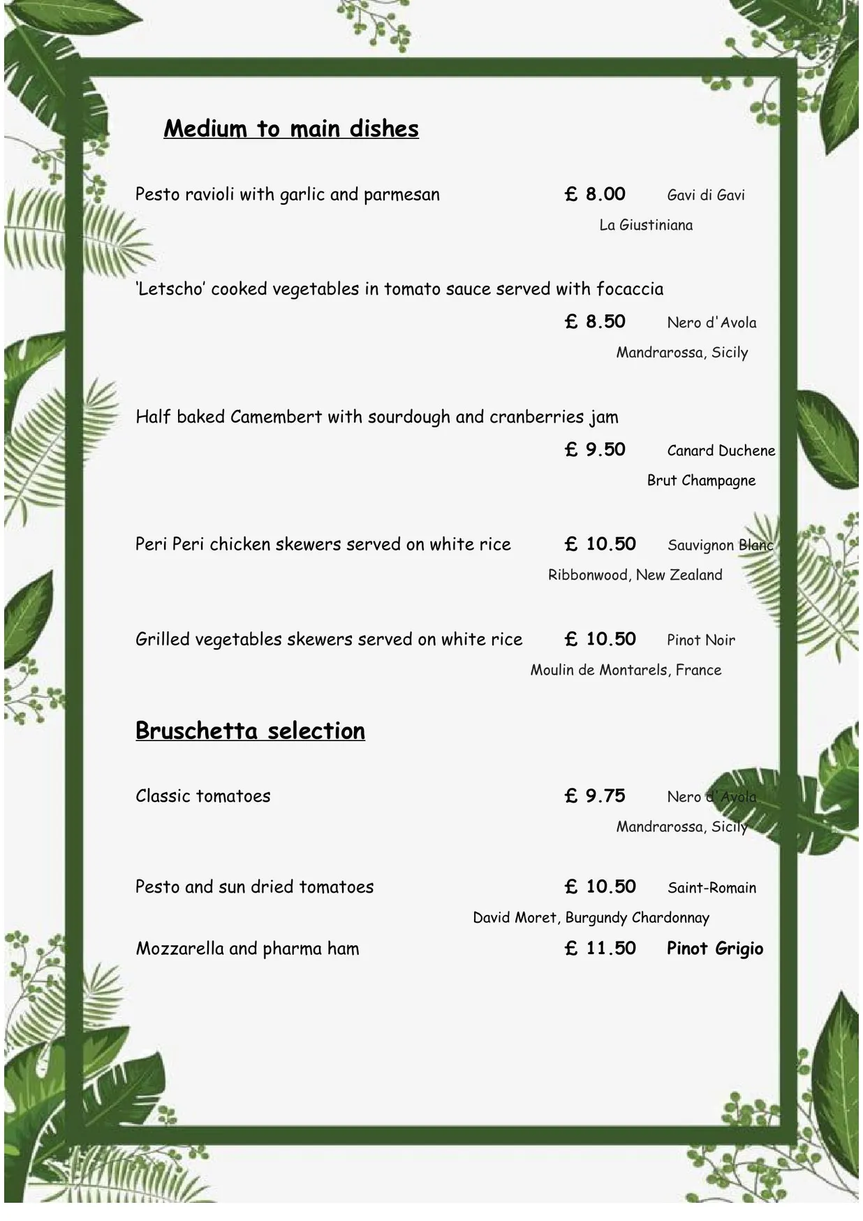 Wandering Grapes menu, page 3