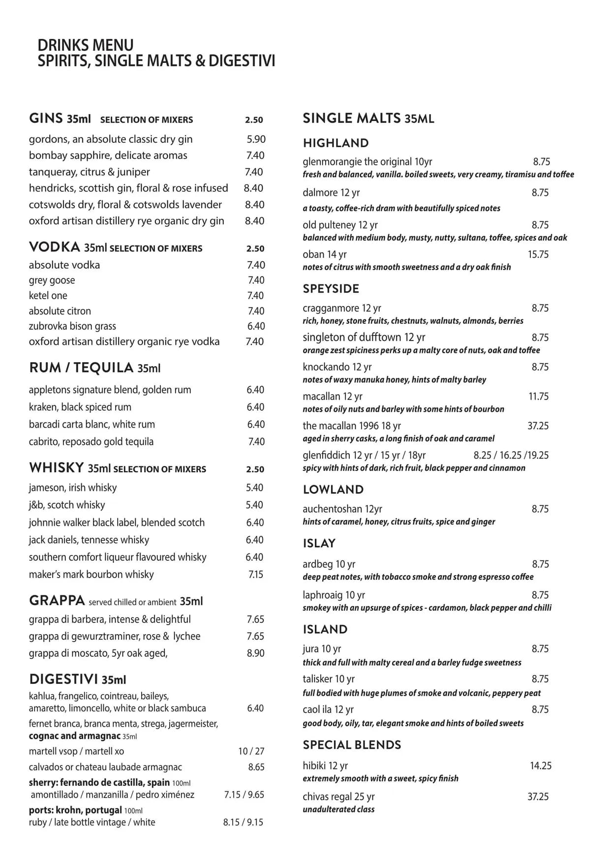 Branca menu, page 2