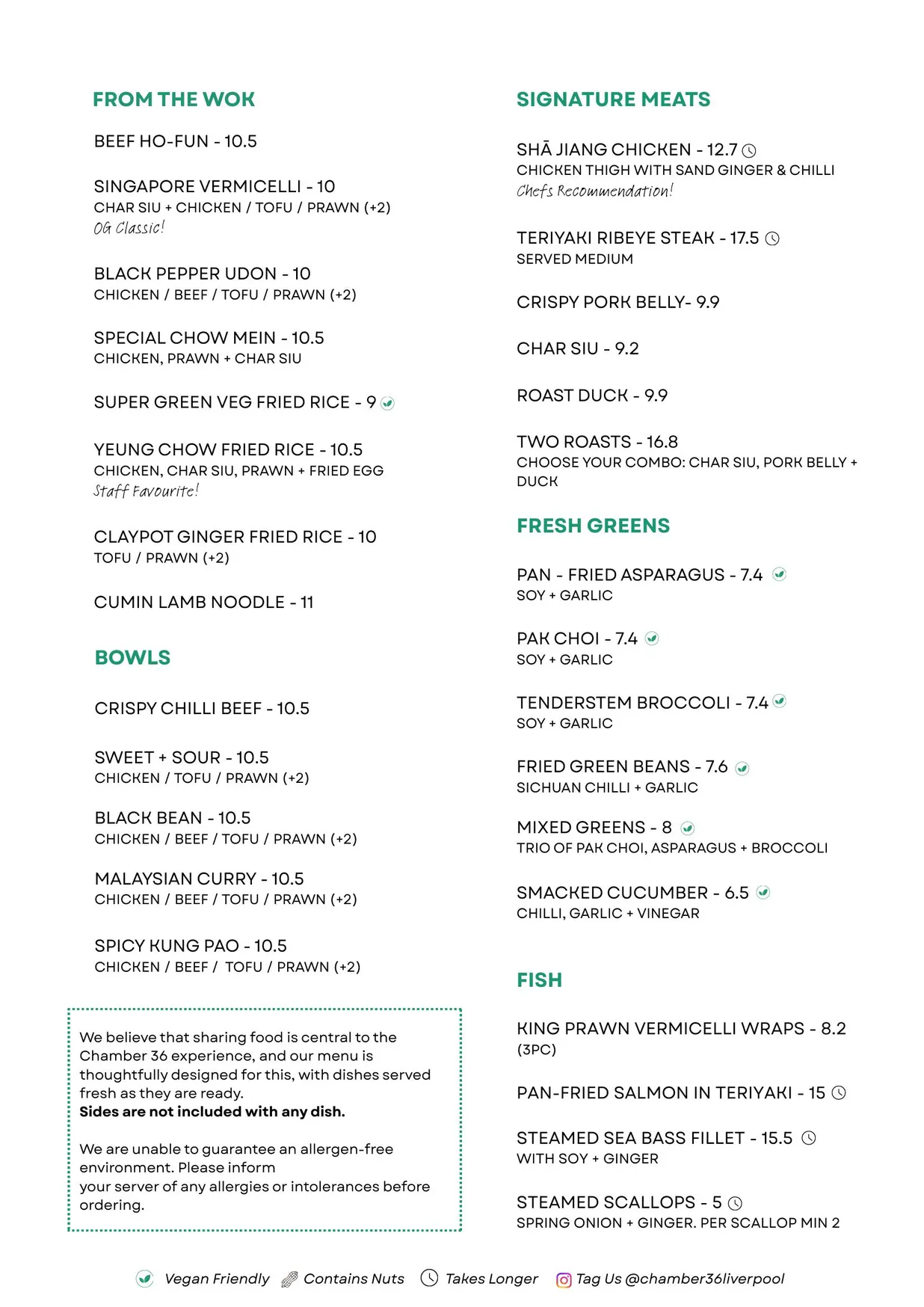 Chamber 36 menu, page 2