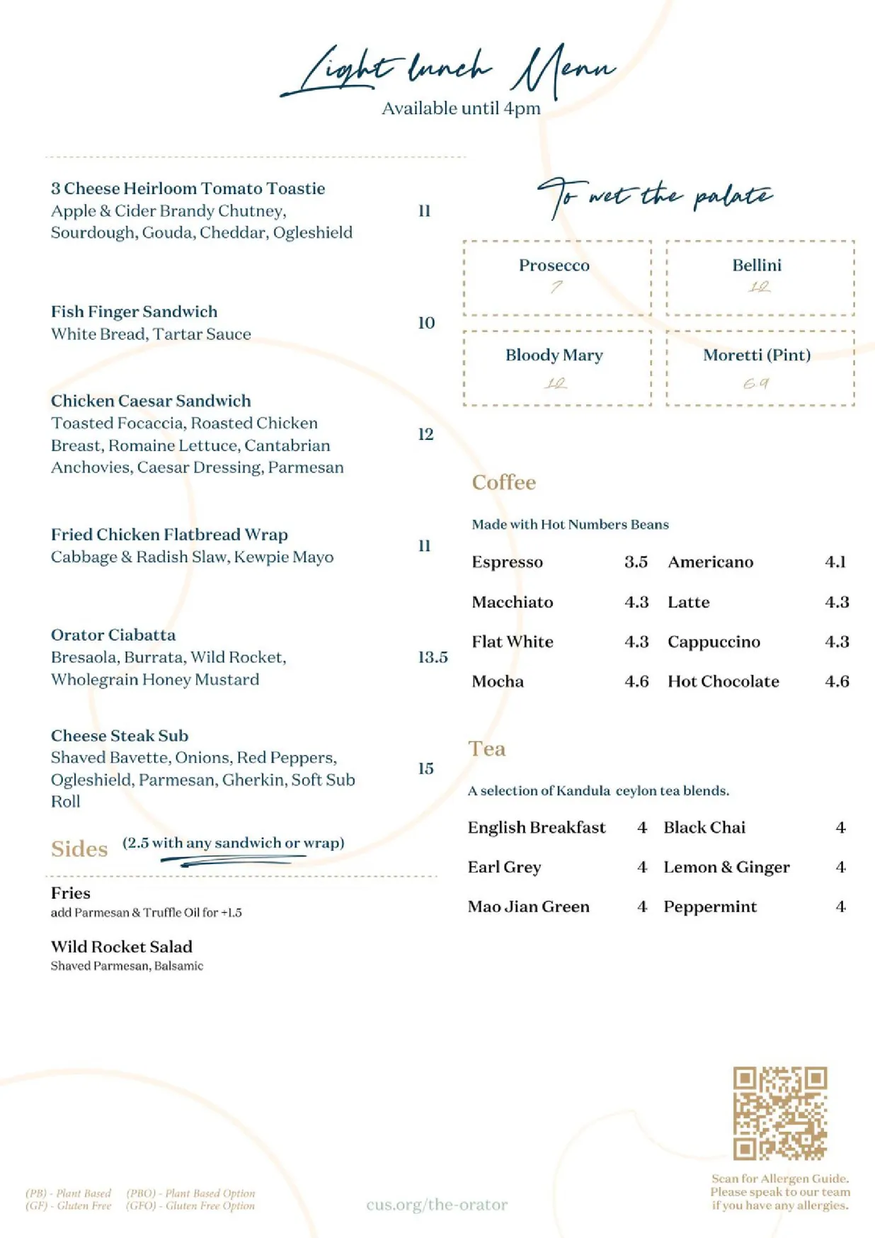 The Orator menu, page 2