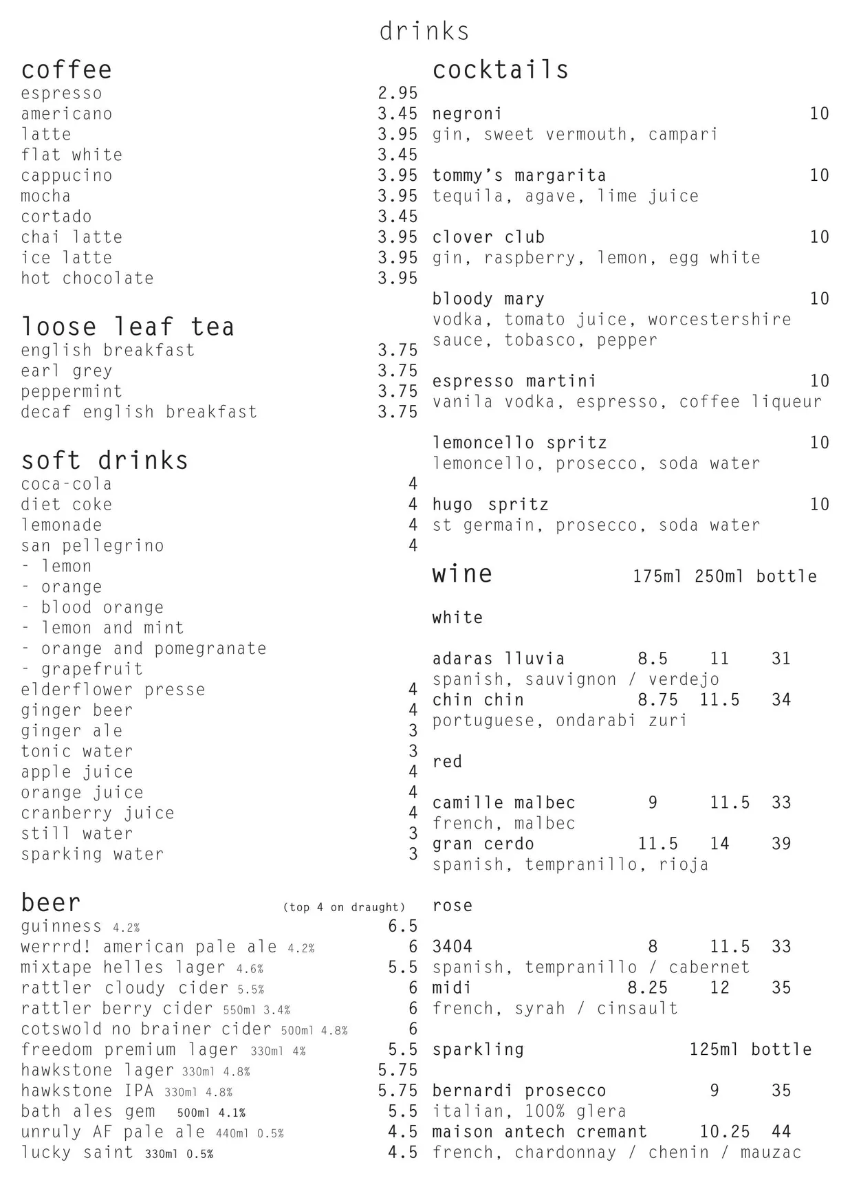 The Halfpenny menu, page 4