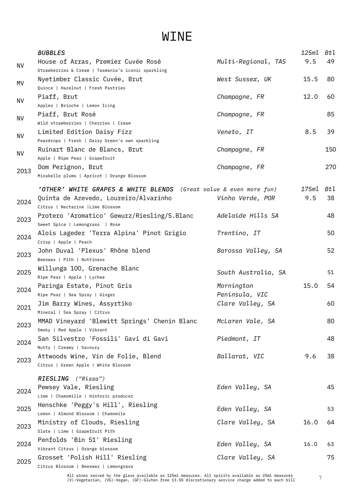 Paradise Green menu, page 8