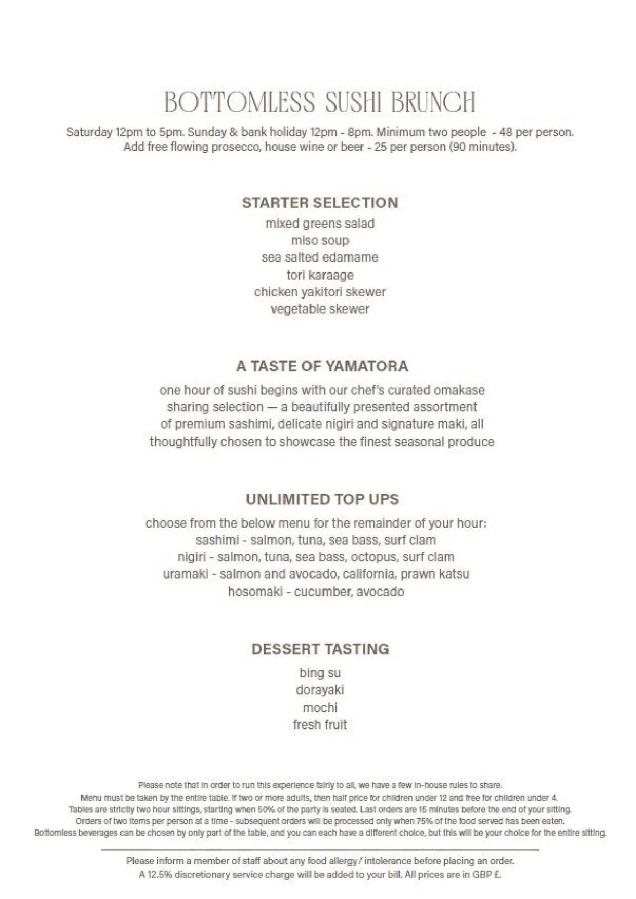 Yamatora menu, page 1