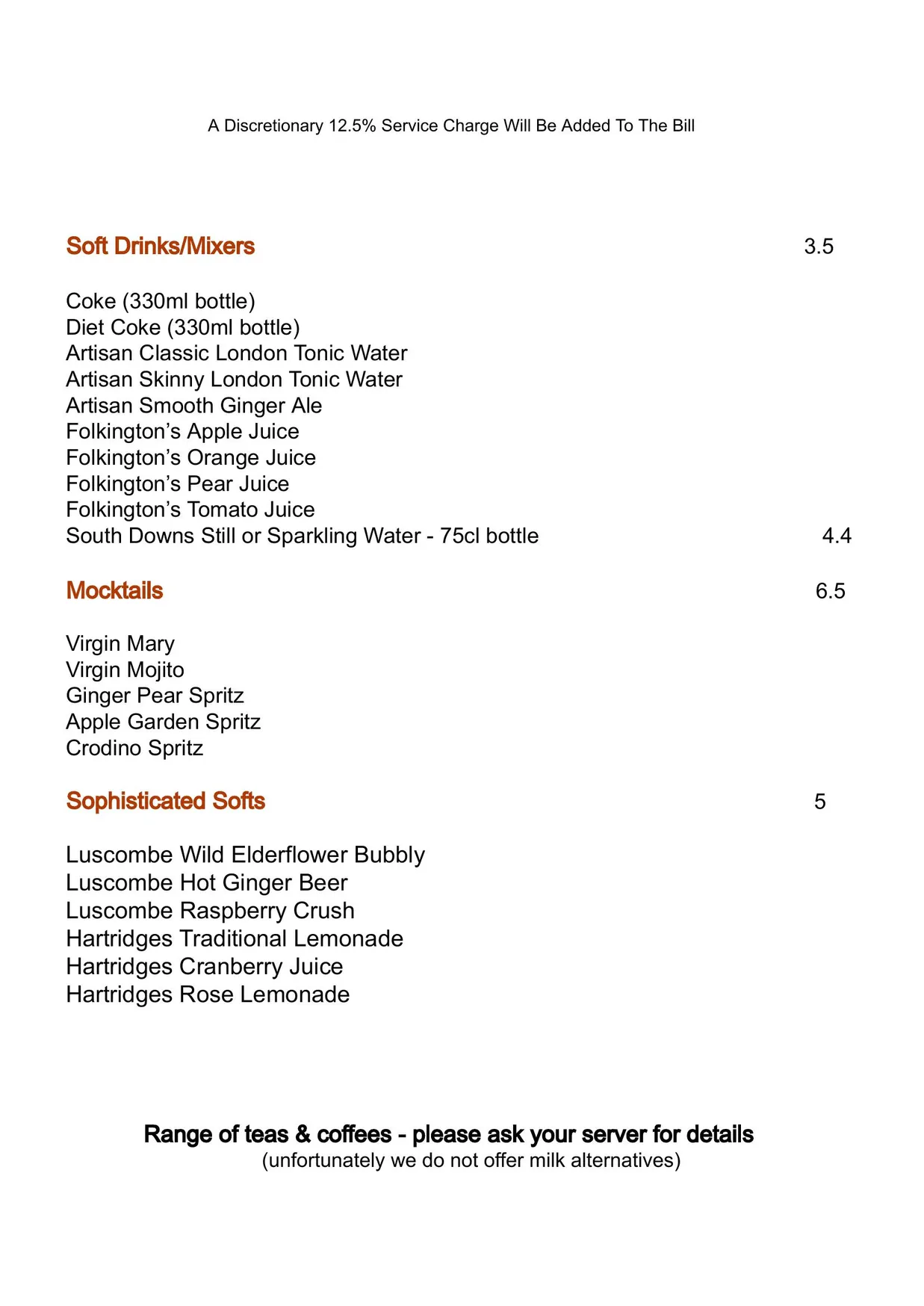 The Copper Clam menu, page 7