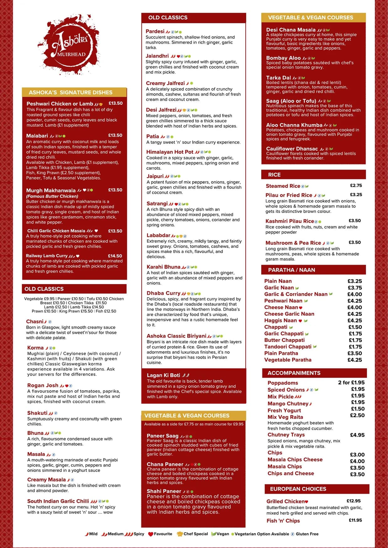 Ashoka Muirhead Indian Restaurant menu, page 18