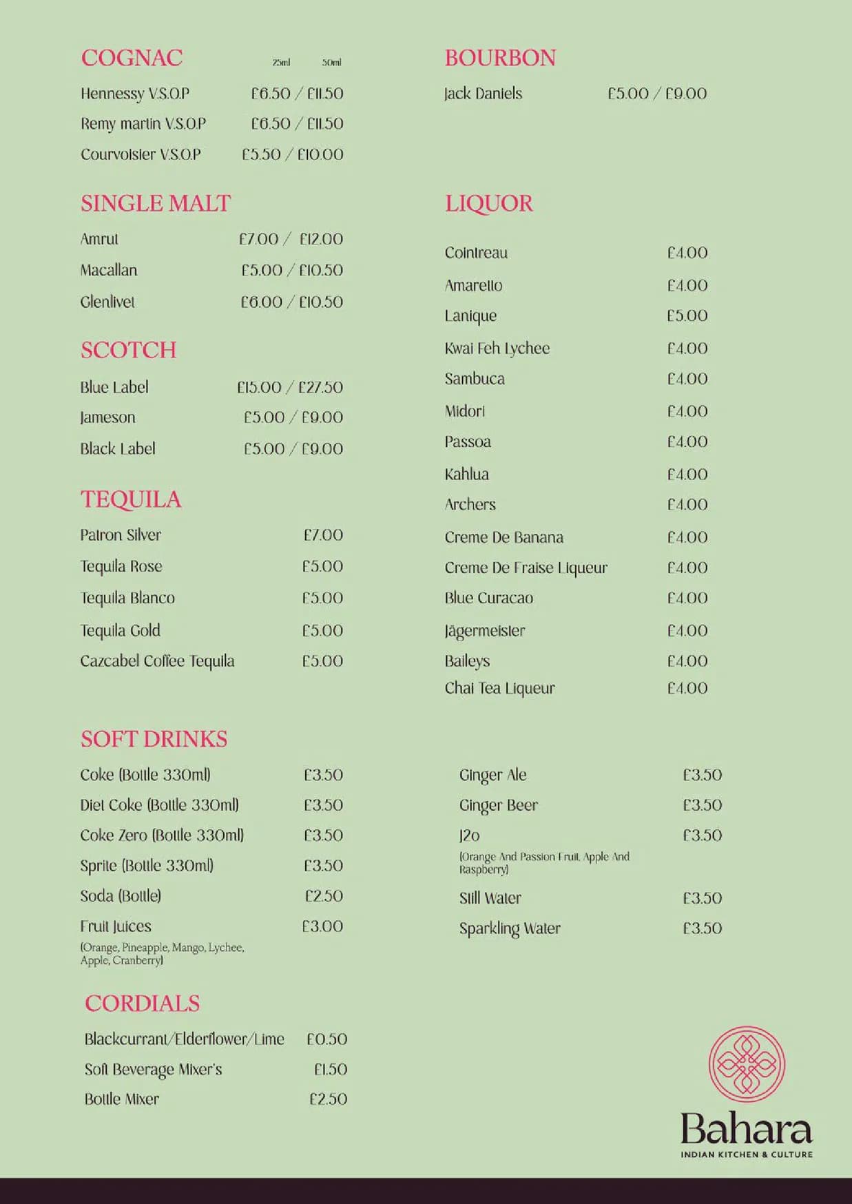Bahara menu, page 5