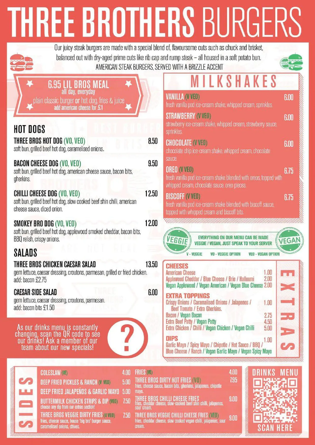 Three Brothers Burgers menu, page 2