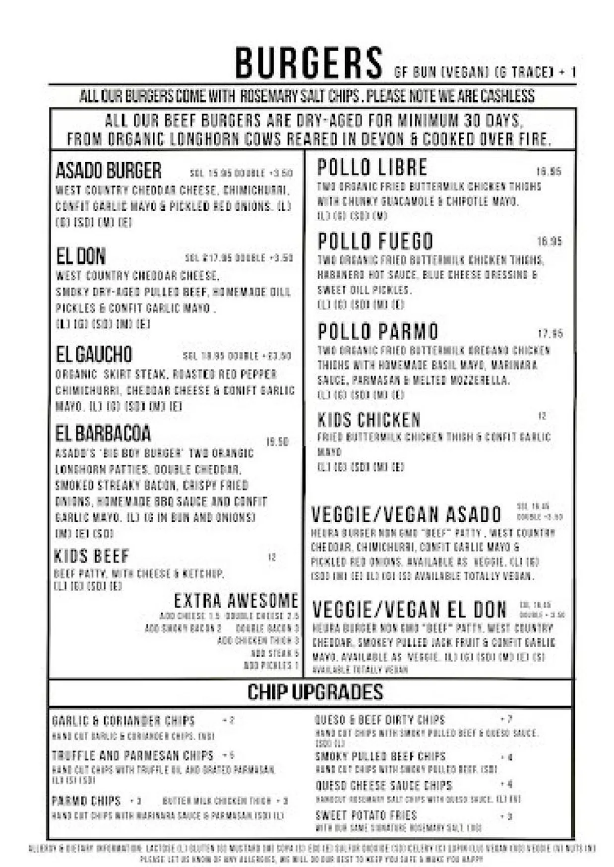 Asado menu, page 2