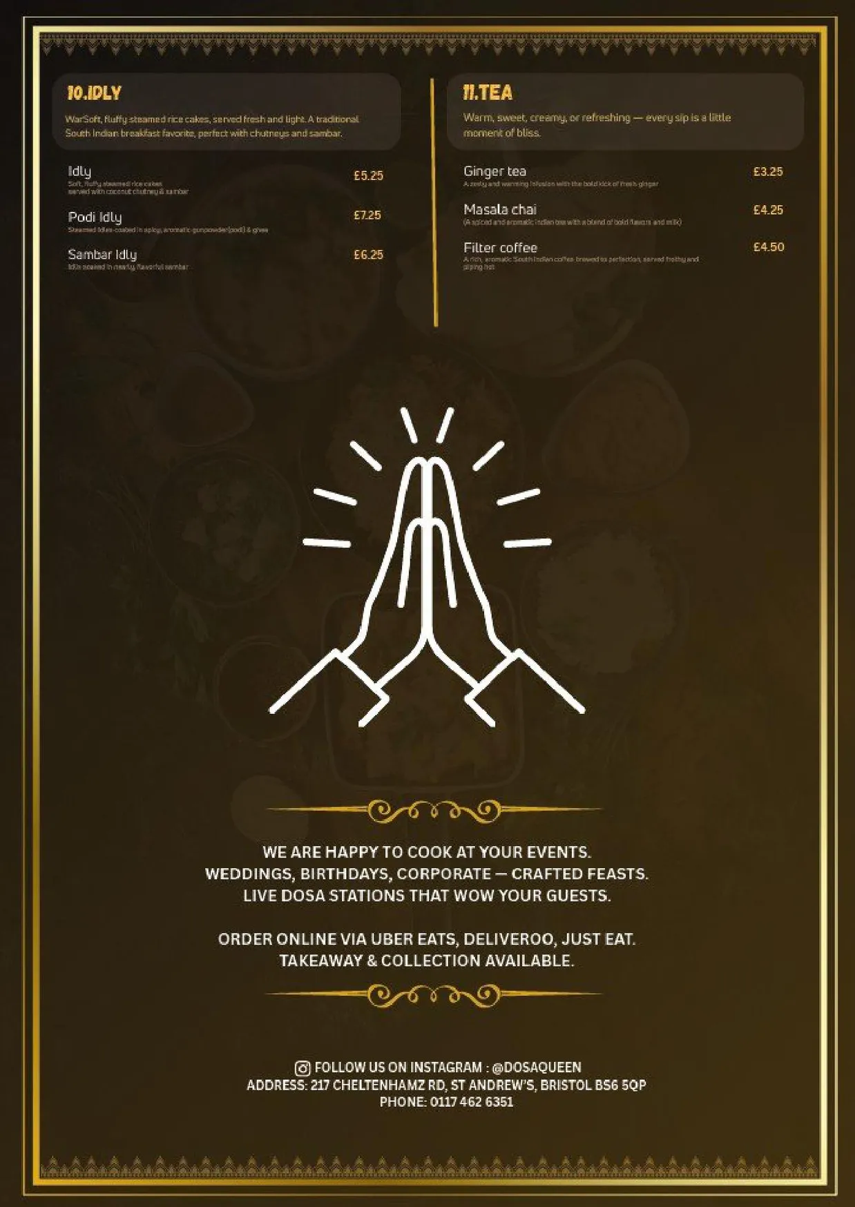Dosa Queen menu, page 4
