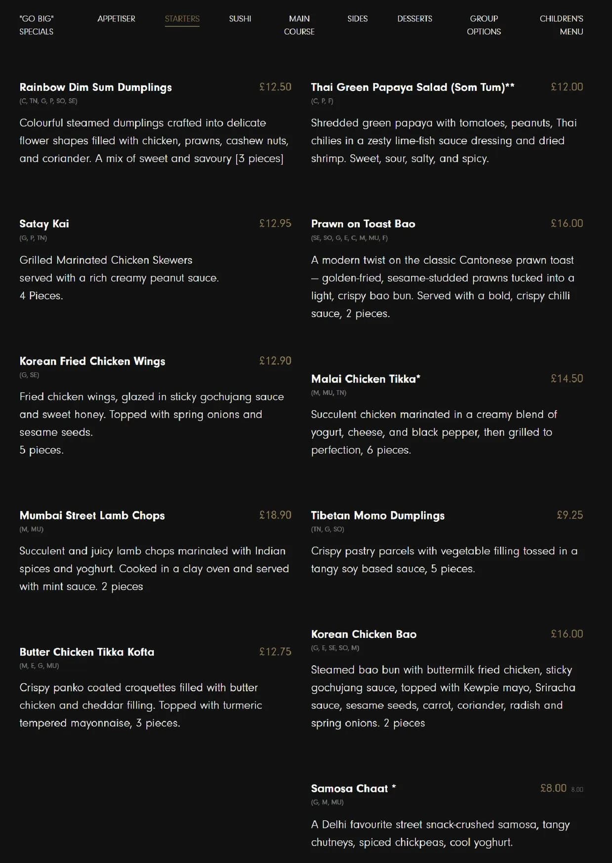 Vermilion menu, page 2