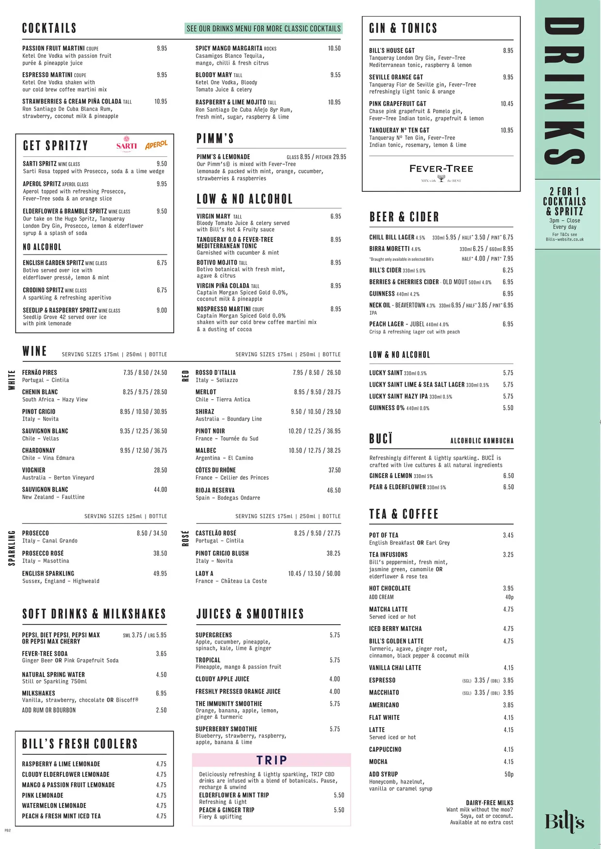 Bill's Greenwich menu, page 3