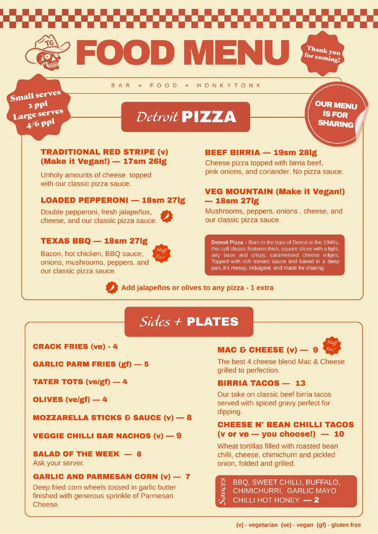 Terrace Goods menu, page 1