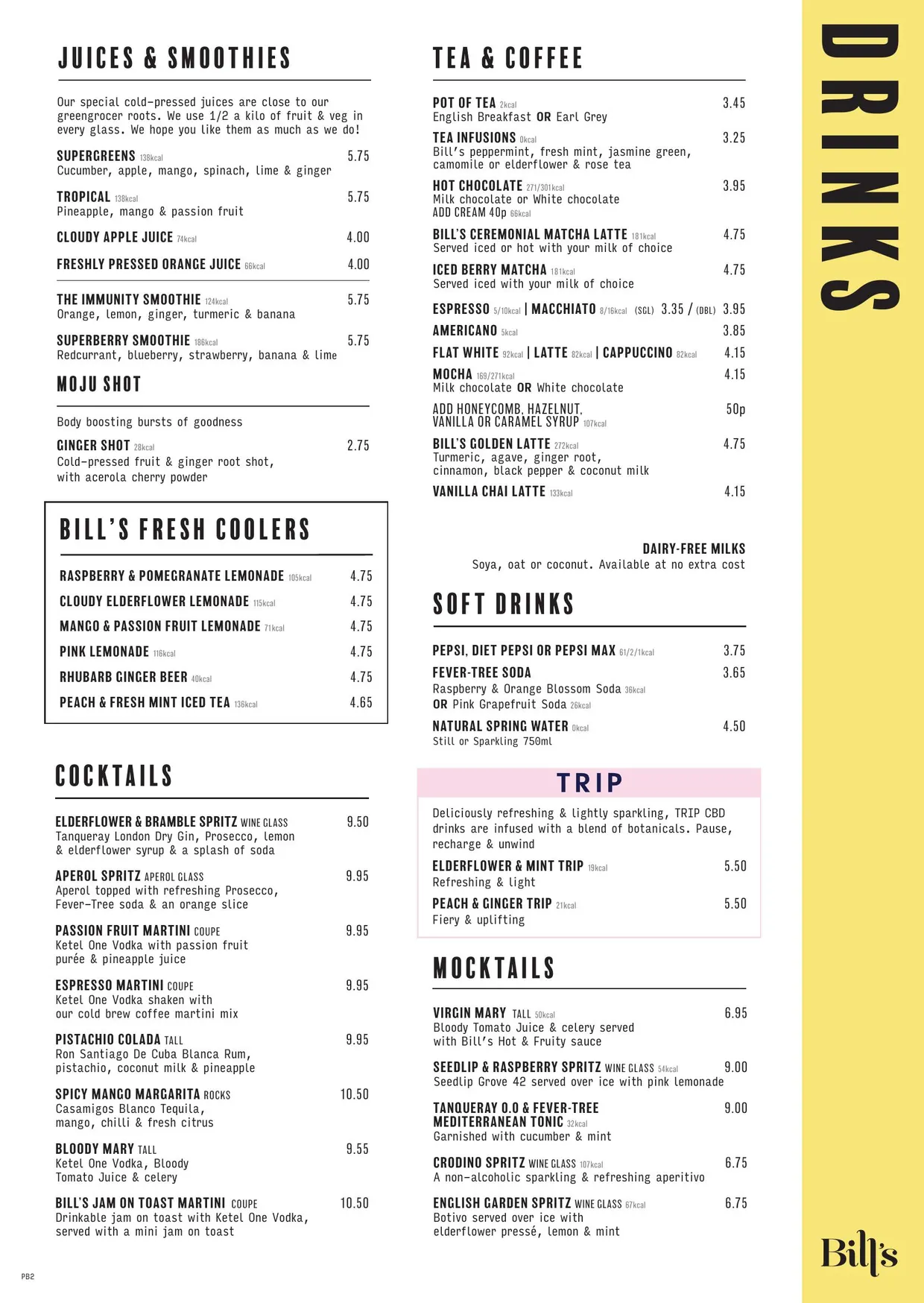 Bill's menu, page 2
