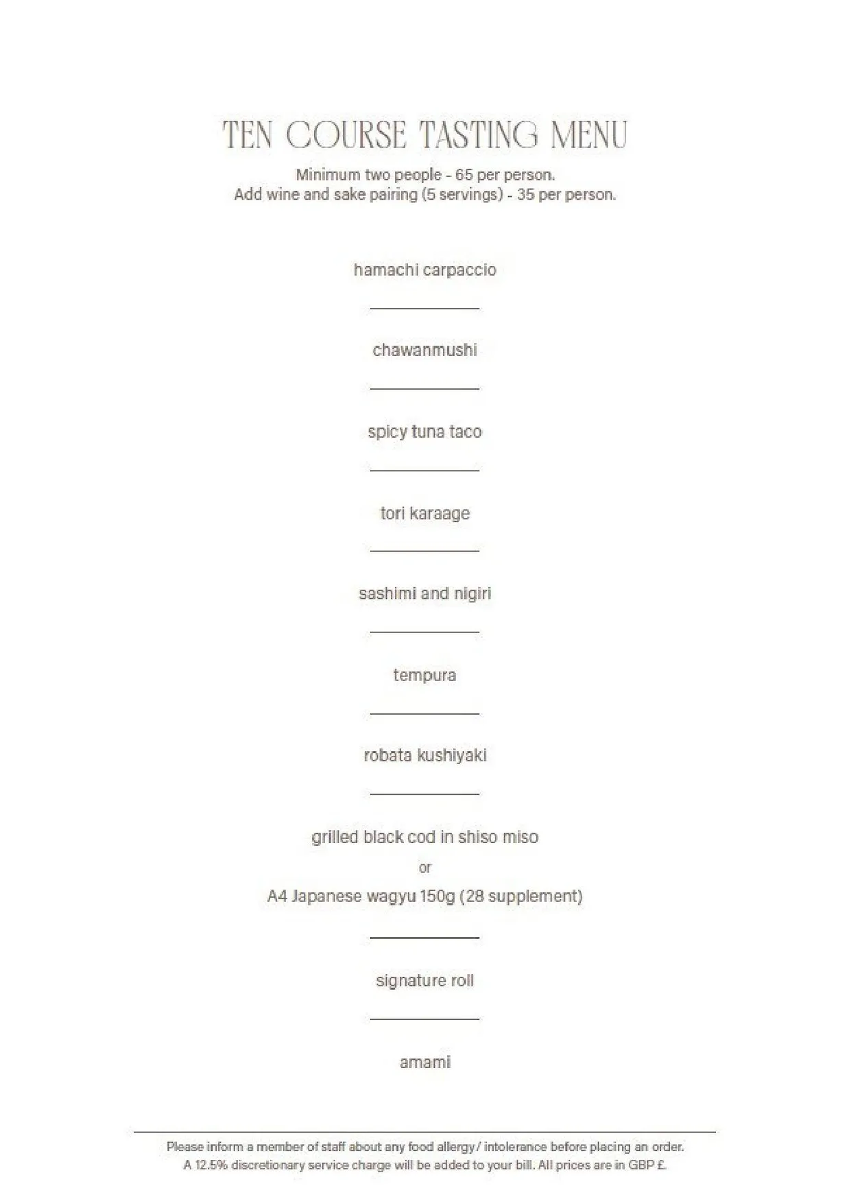 Yamatora menu, page 2