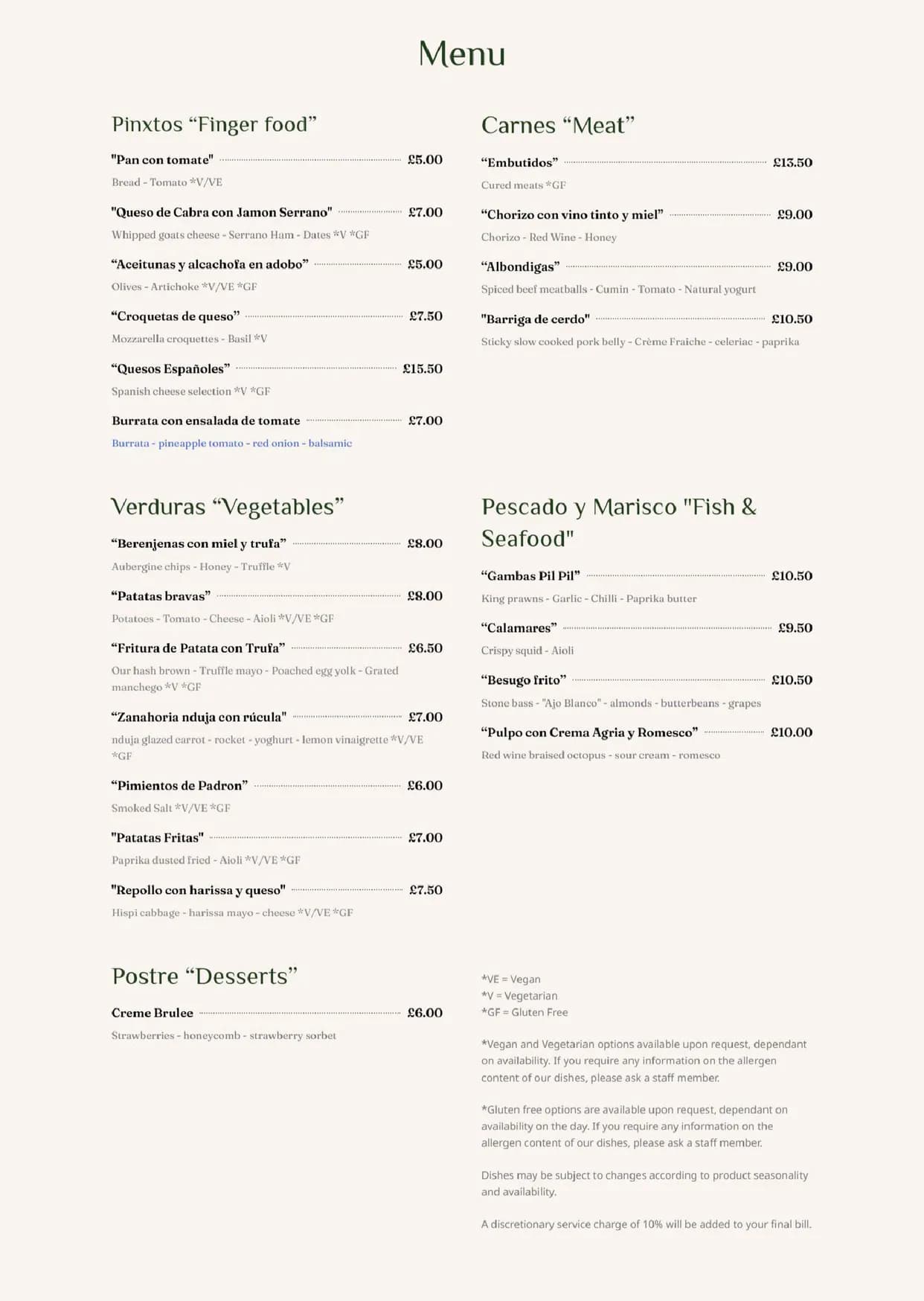 Plates by Purnell's menu, page 1
