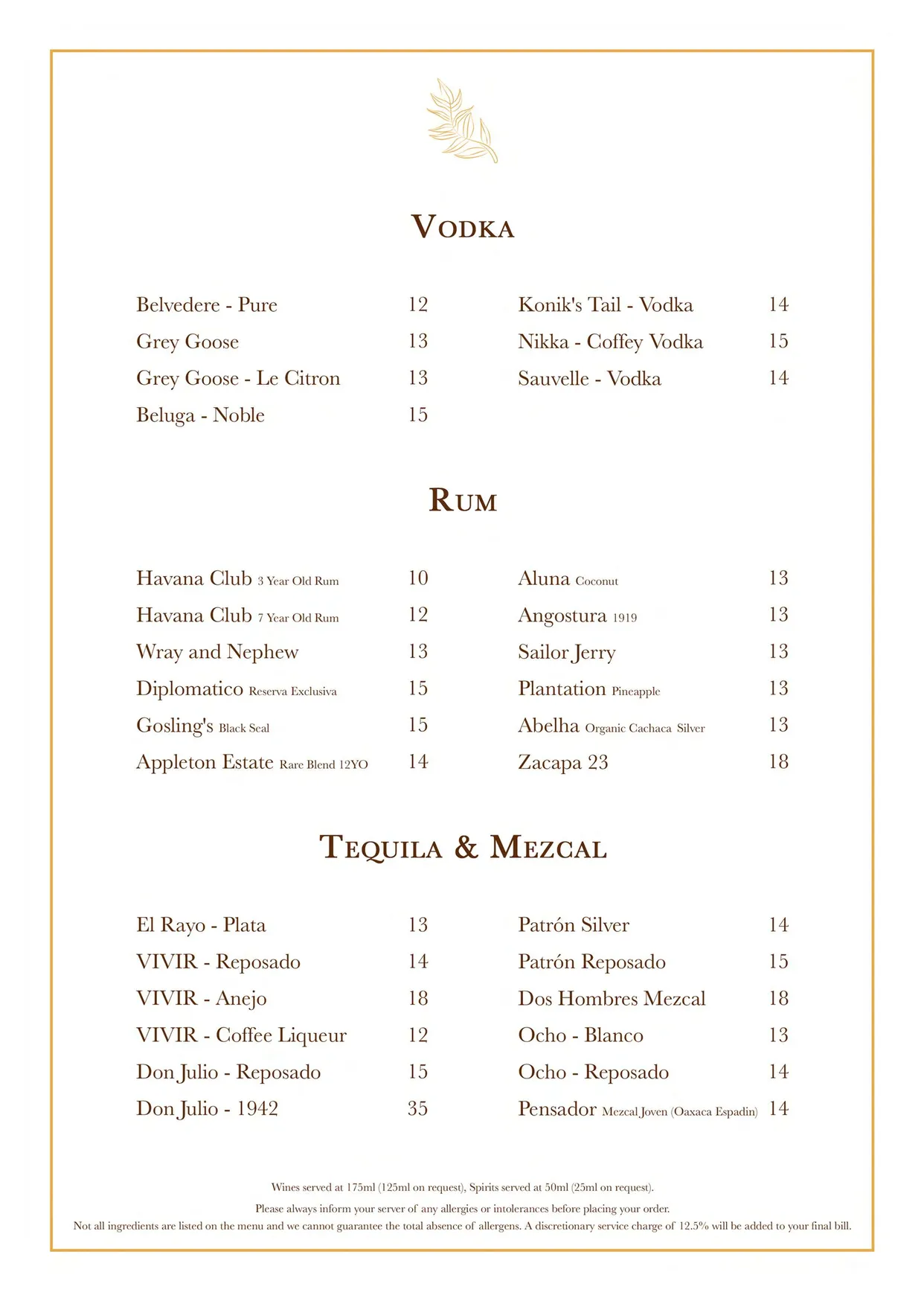 Solus Kitchen and Bar menu, page 12