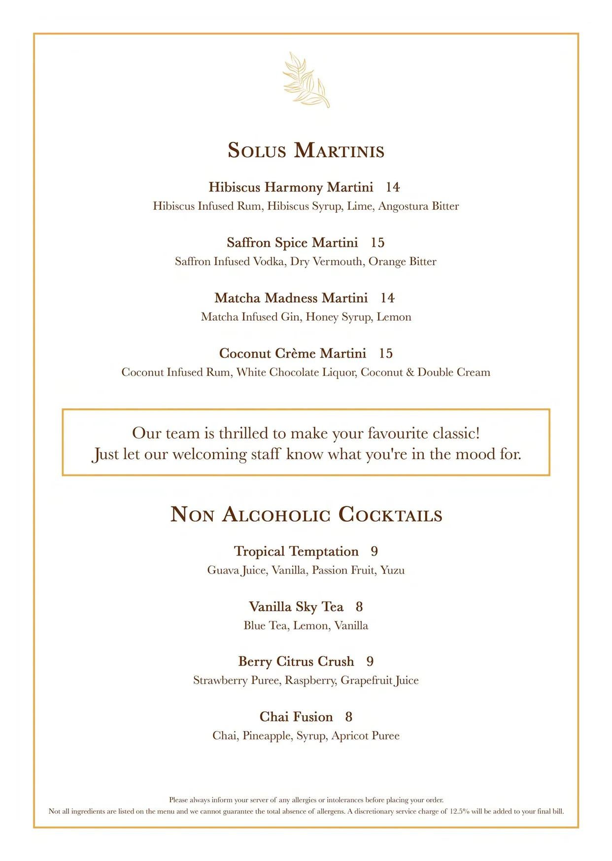 Solus Kitchen and Bar menu, page 6