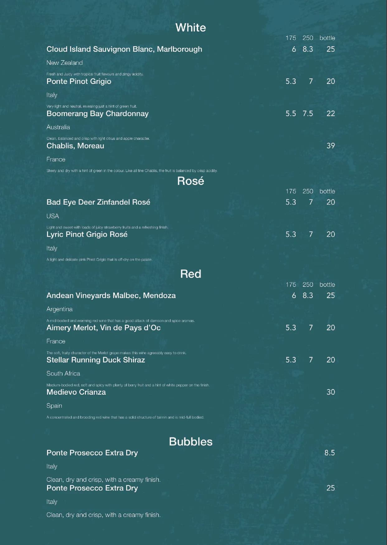 Oak House Restaurant menu, page 3