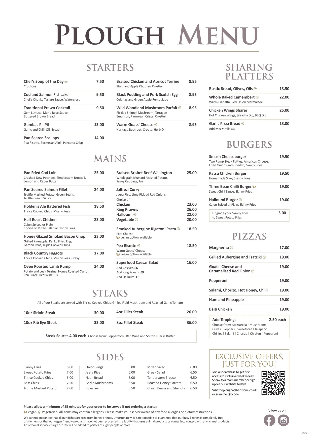 The Plough at Shenstone menu, page 2