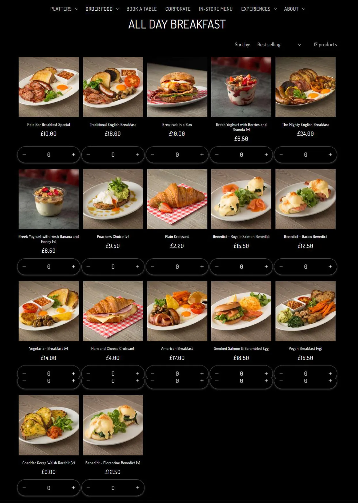 Polo Bar menu, page 1