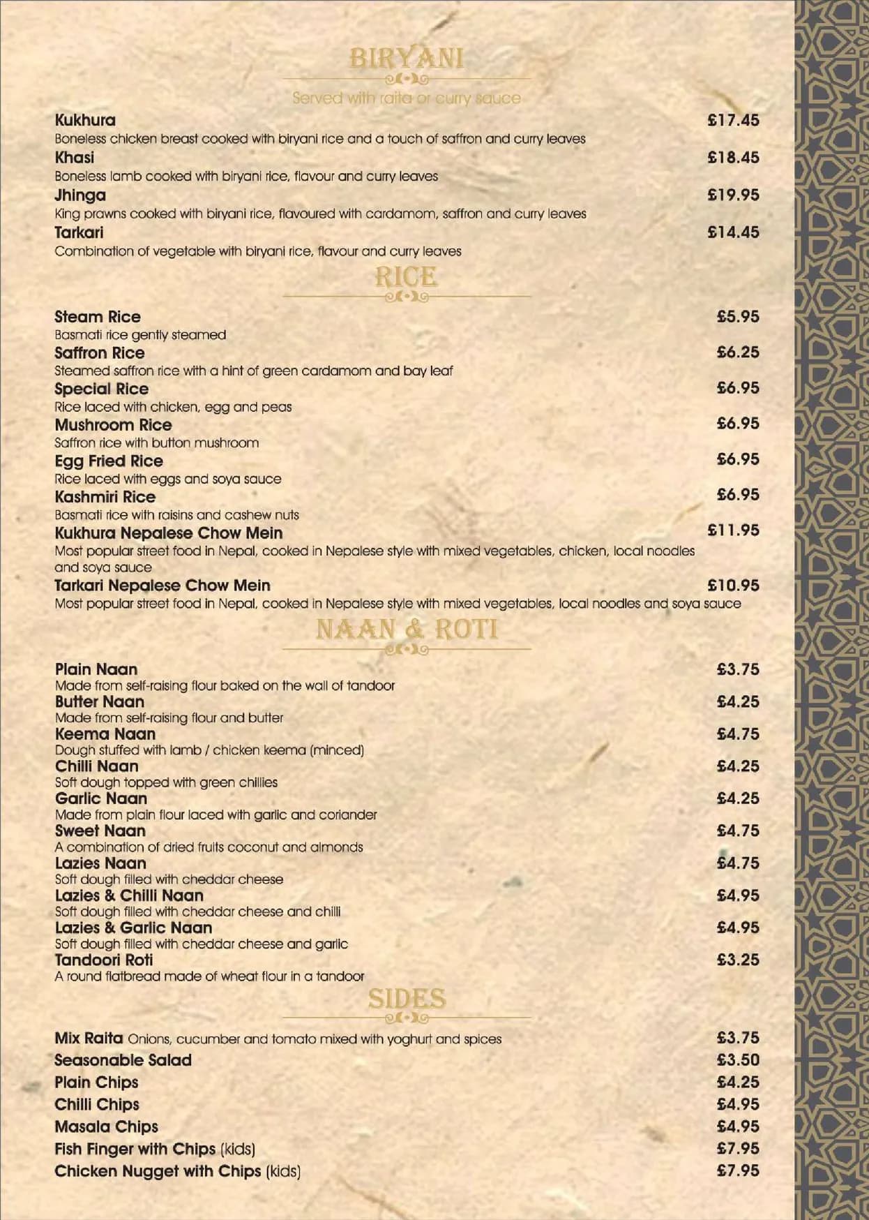 The Yak Nepalese & Indian Cuisine menu, page 4