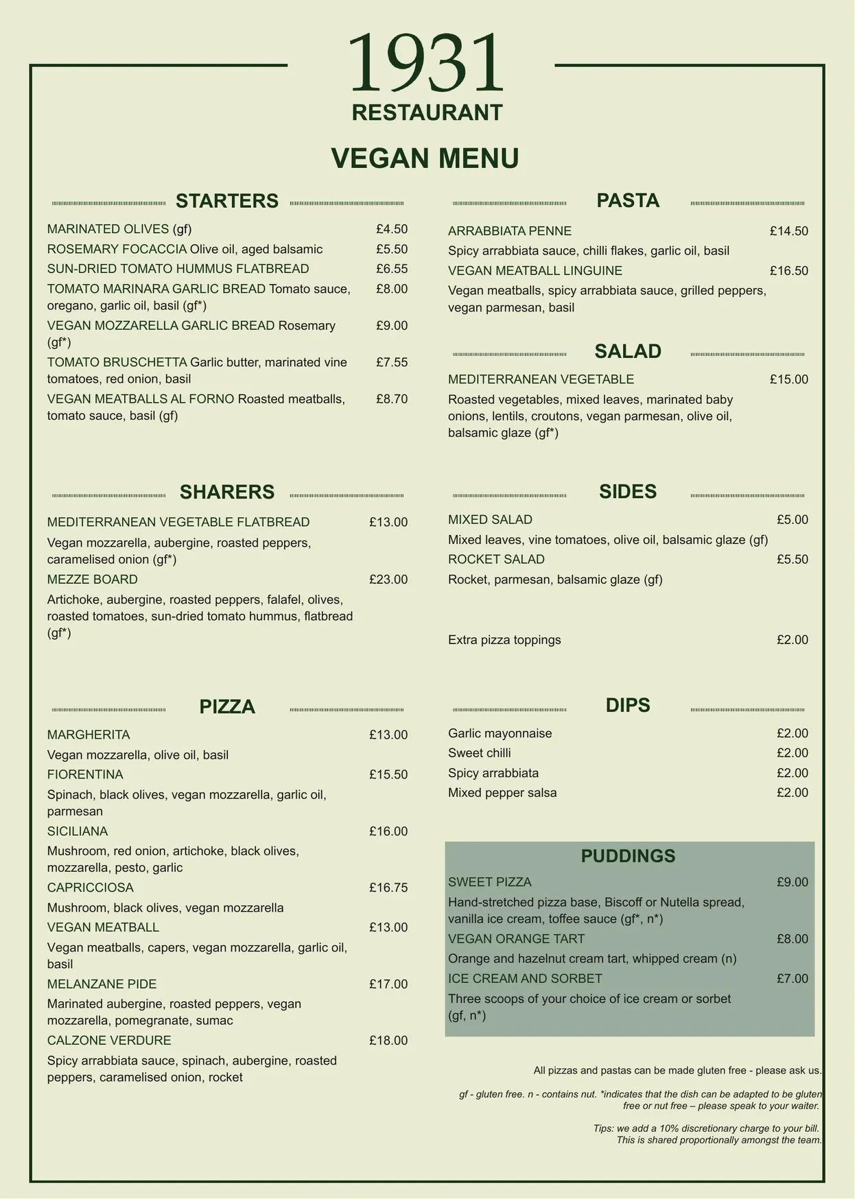 1931 menu, page 3
