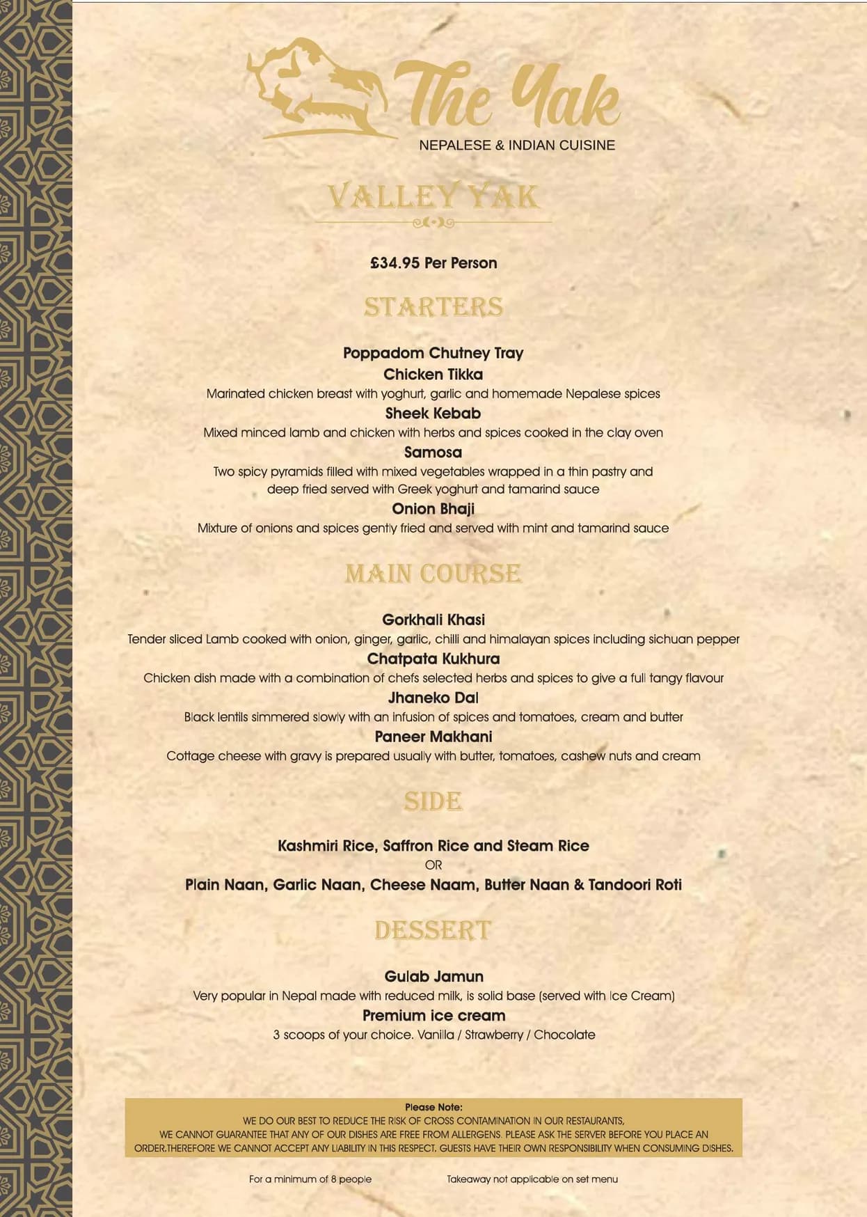 The Yak Nepalese & Indian Cuisine menu, page 6