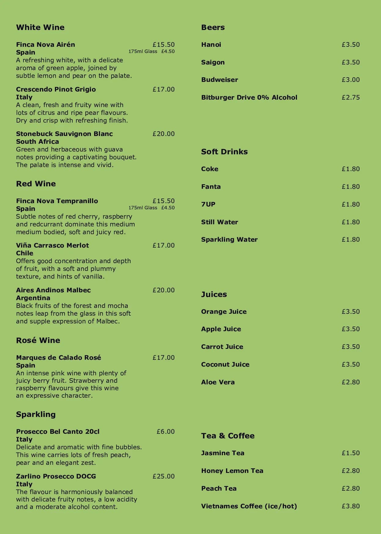 Ha Noi Pho - Hackney menu, page 8