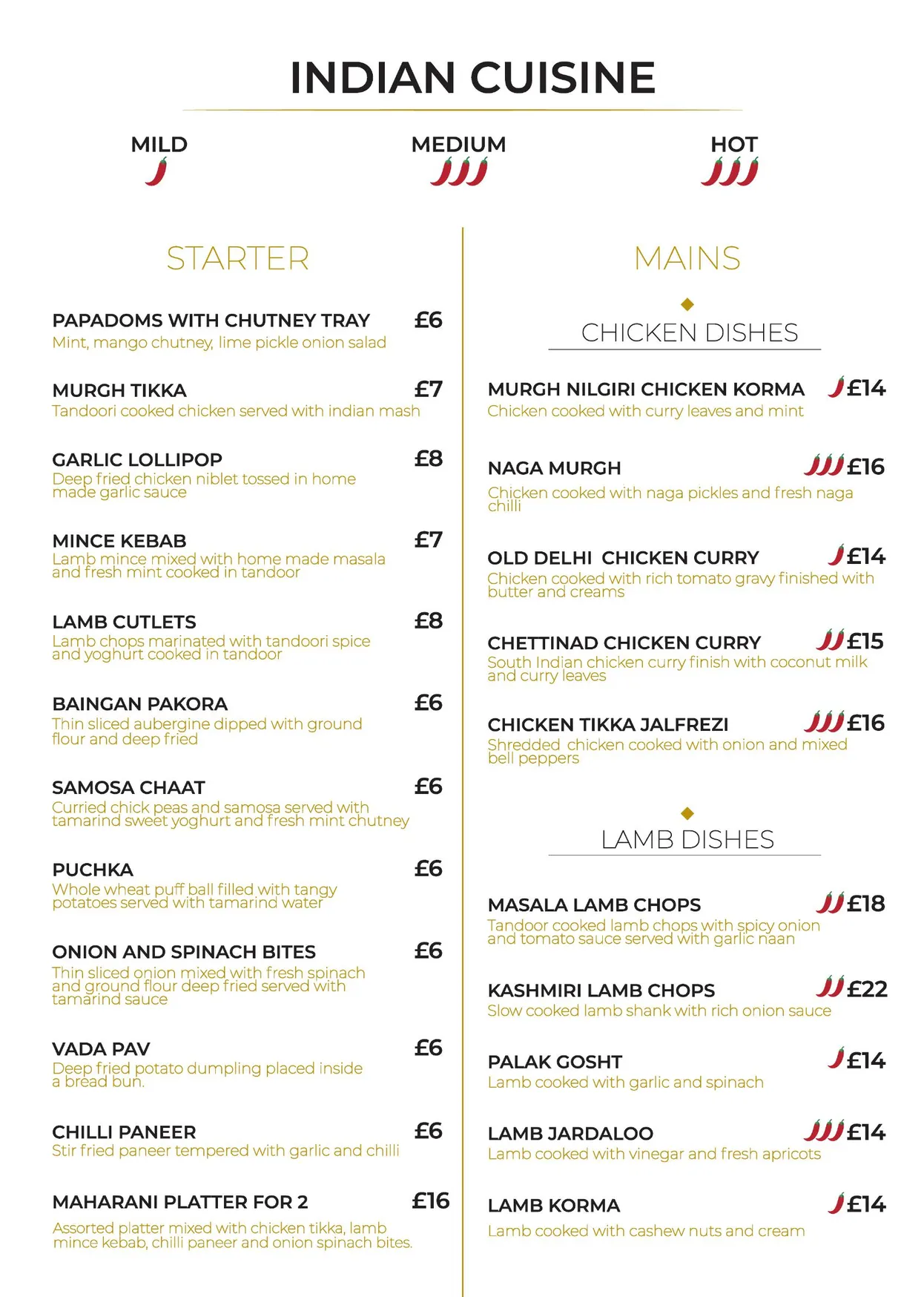 Maharani Palace menu, page 3
