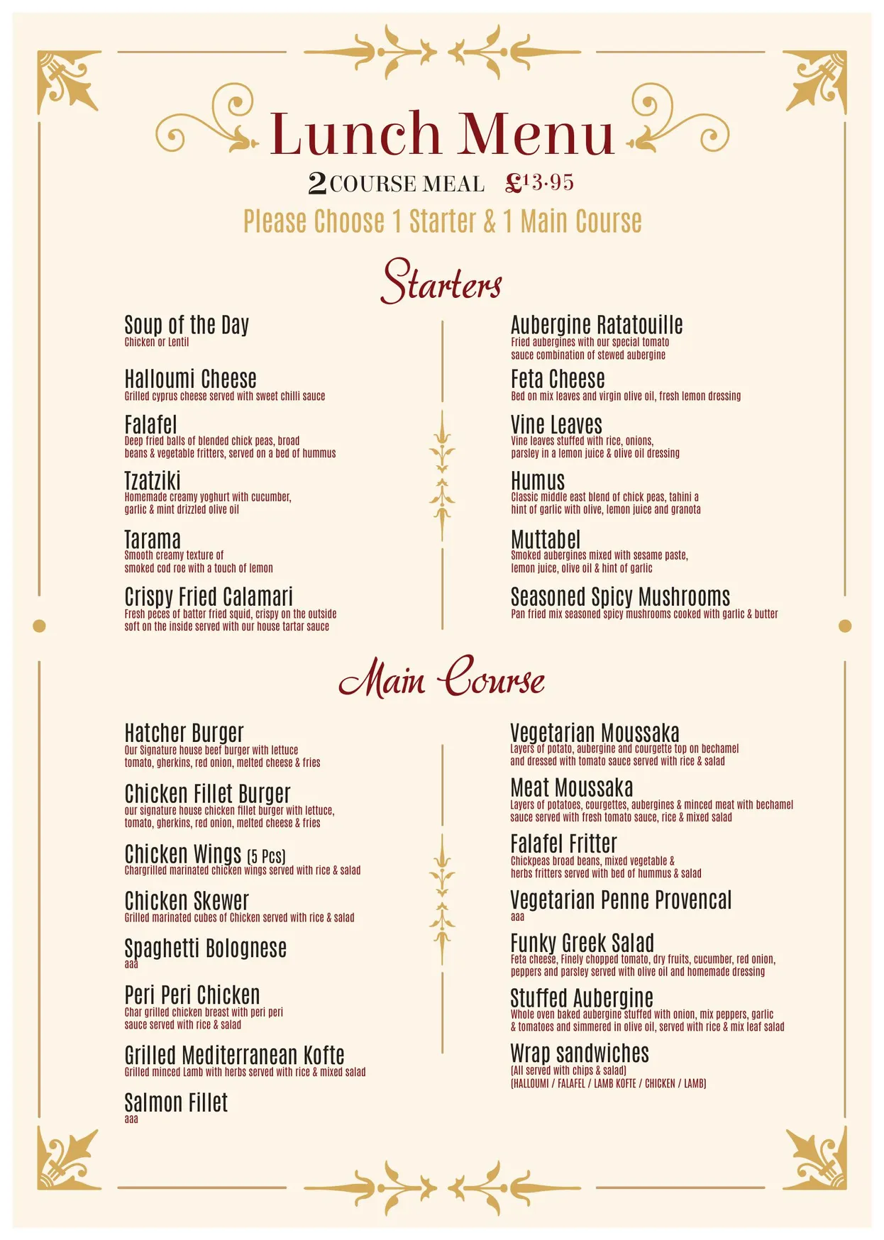 Hatcher Bistro menu, page 4