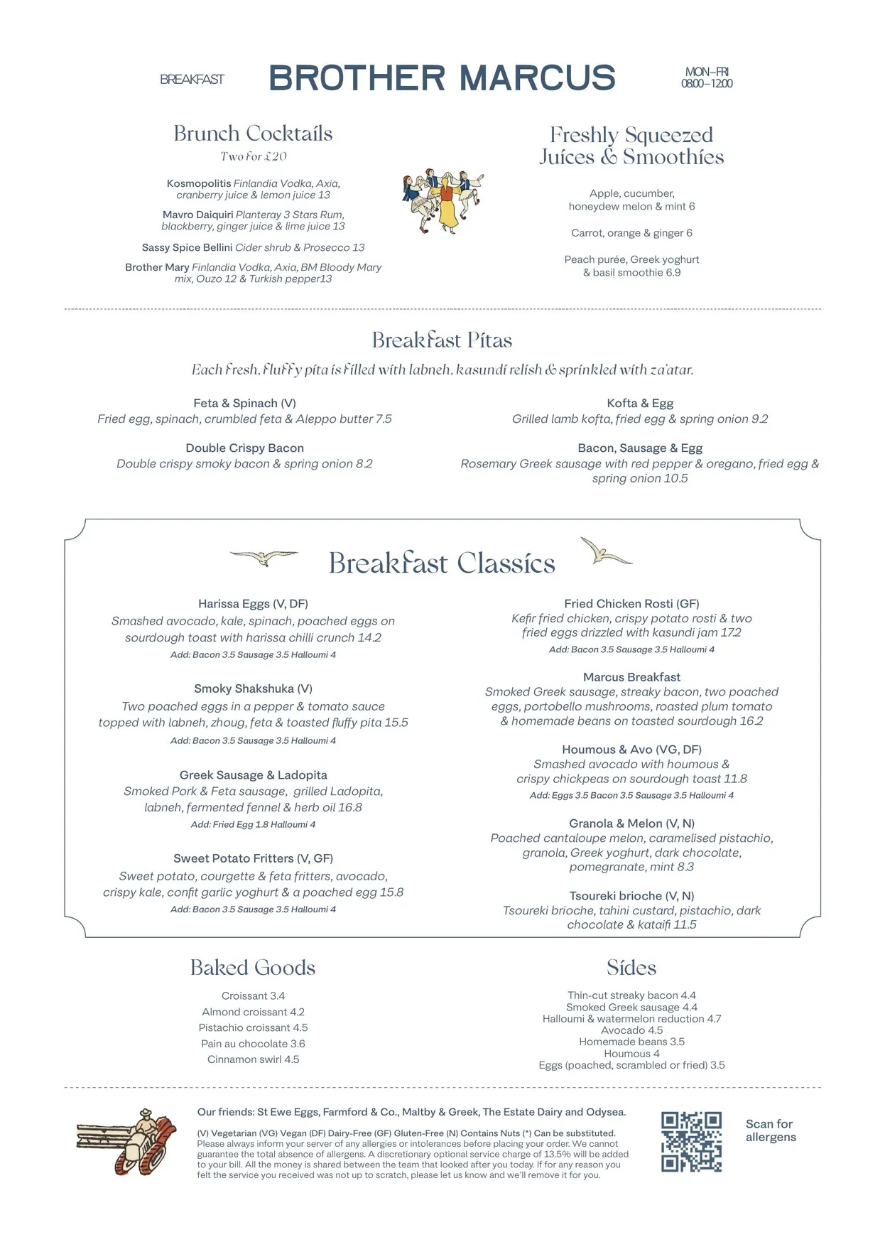 Brother Marcus menu, page 1